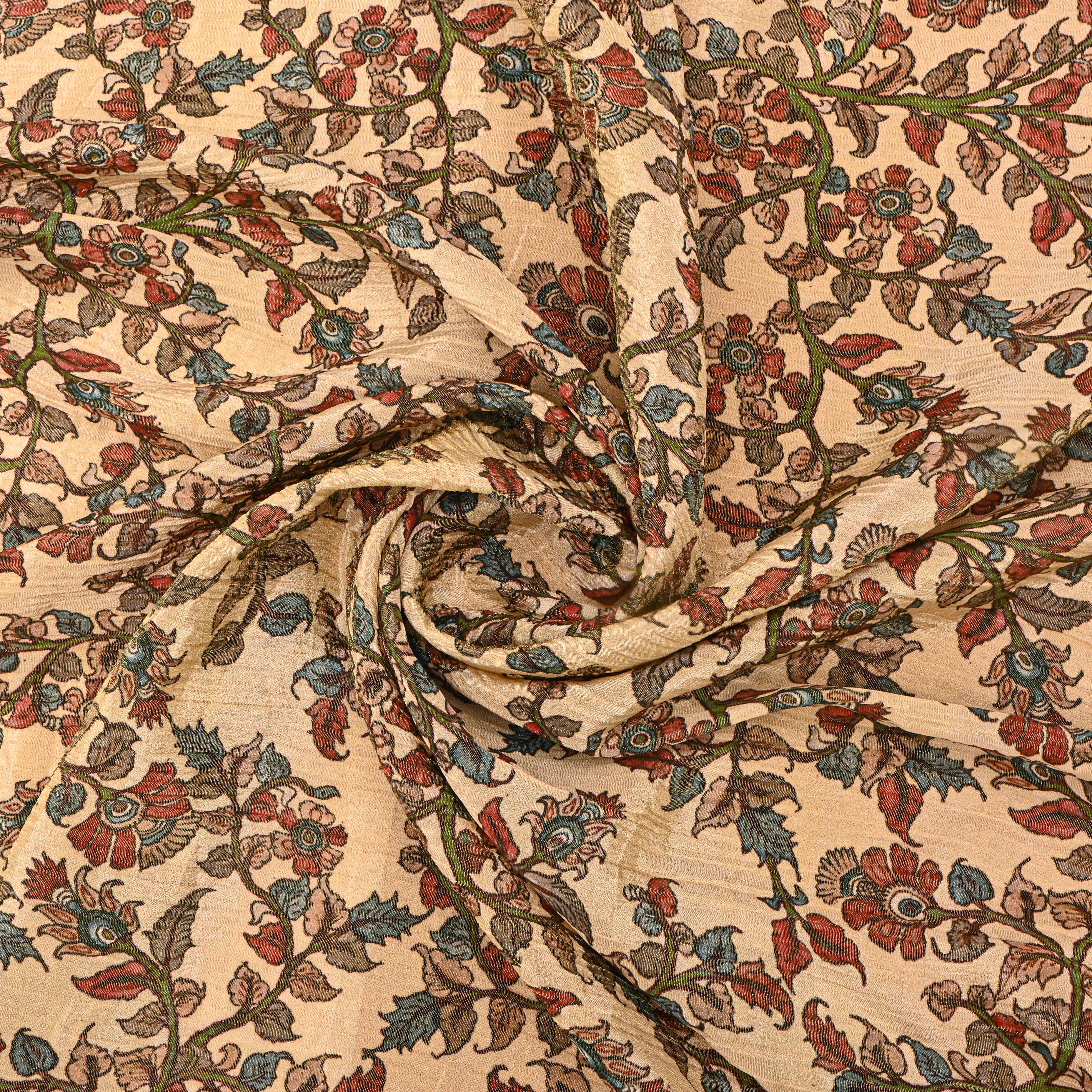 Eggnog Yellow Tissue Fabric With Floral Prints