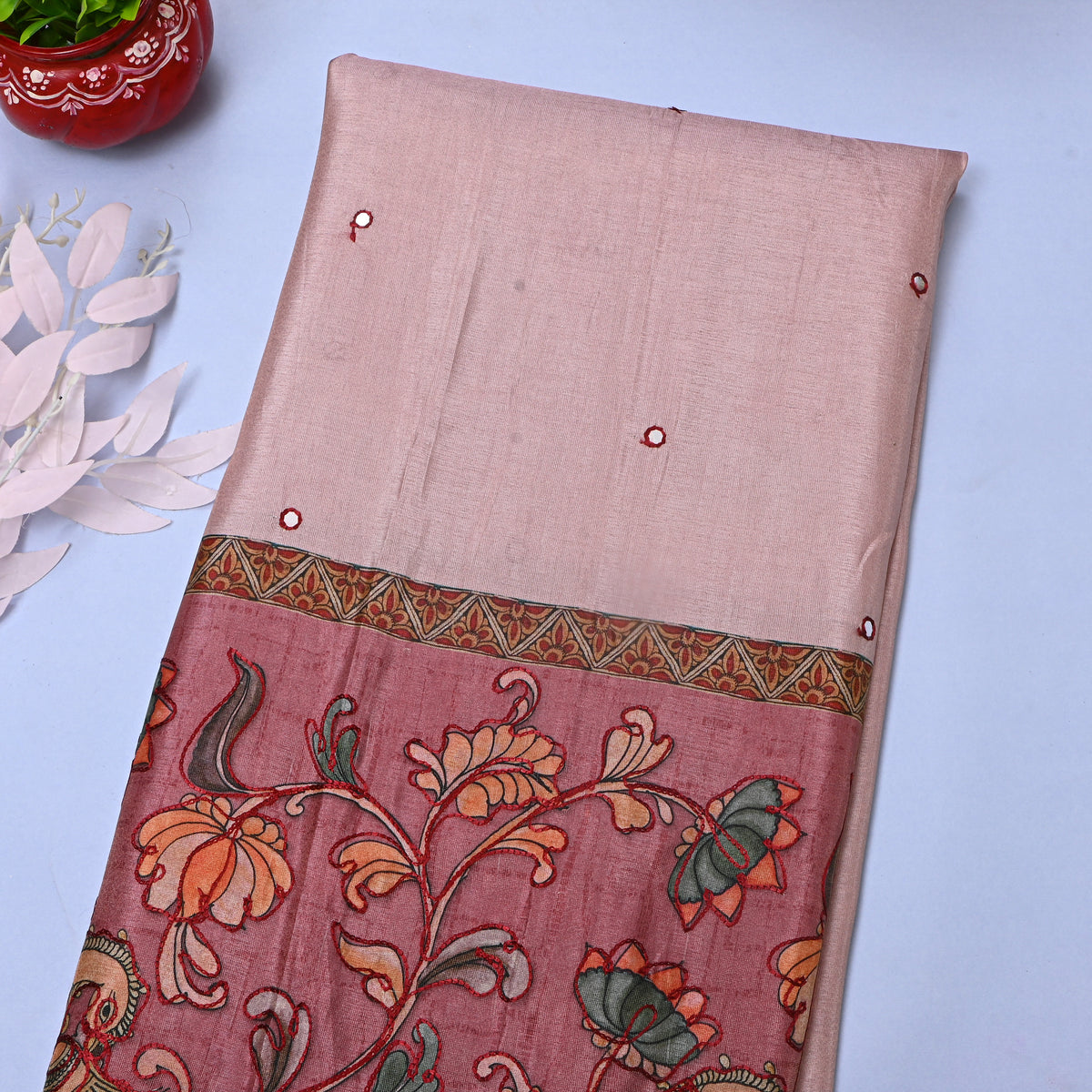 Soft Lilac Printed Dupion Silk