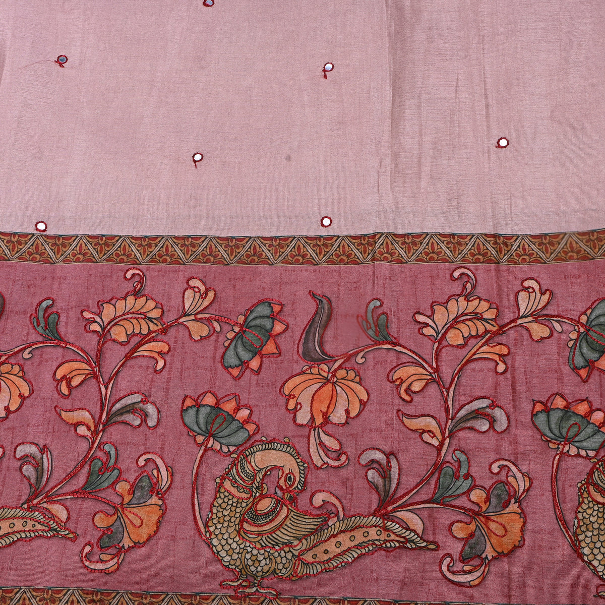 Soft Lilac Printed Dupion Silk