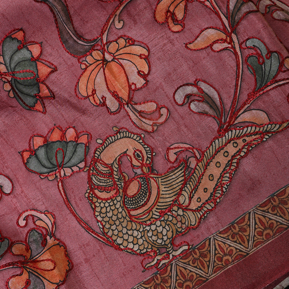 Soft Lilac Printed Dupion Silk