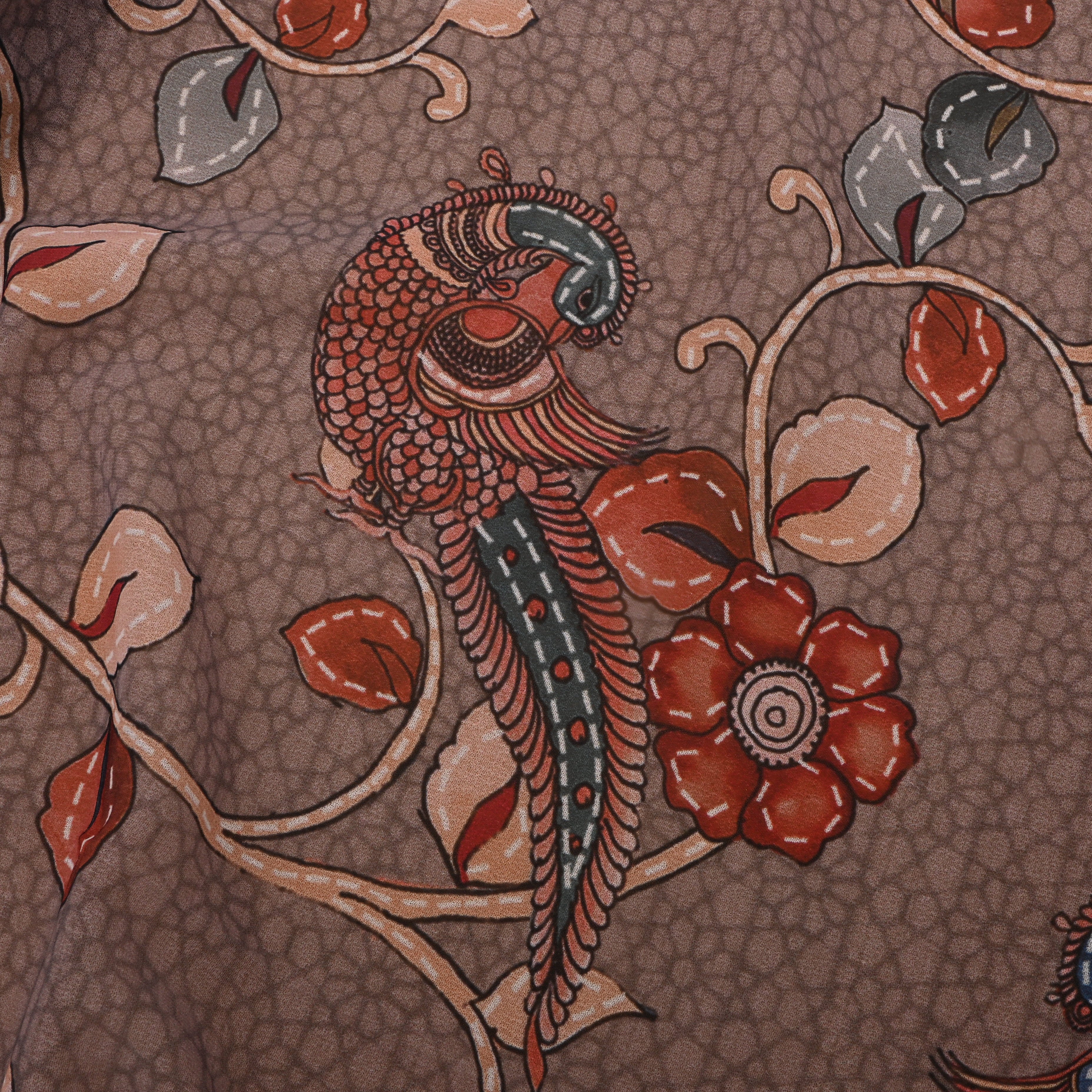 Rosy Brown Silk Fabric With Digital Prints