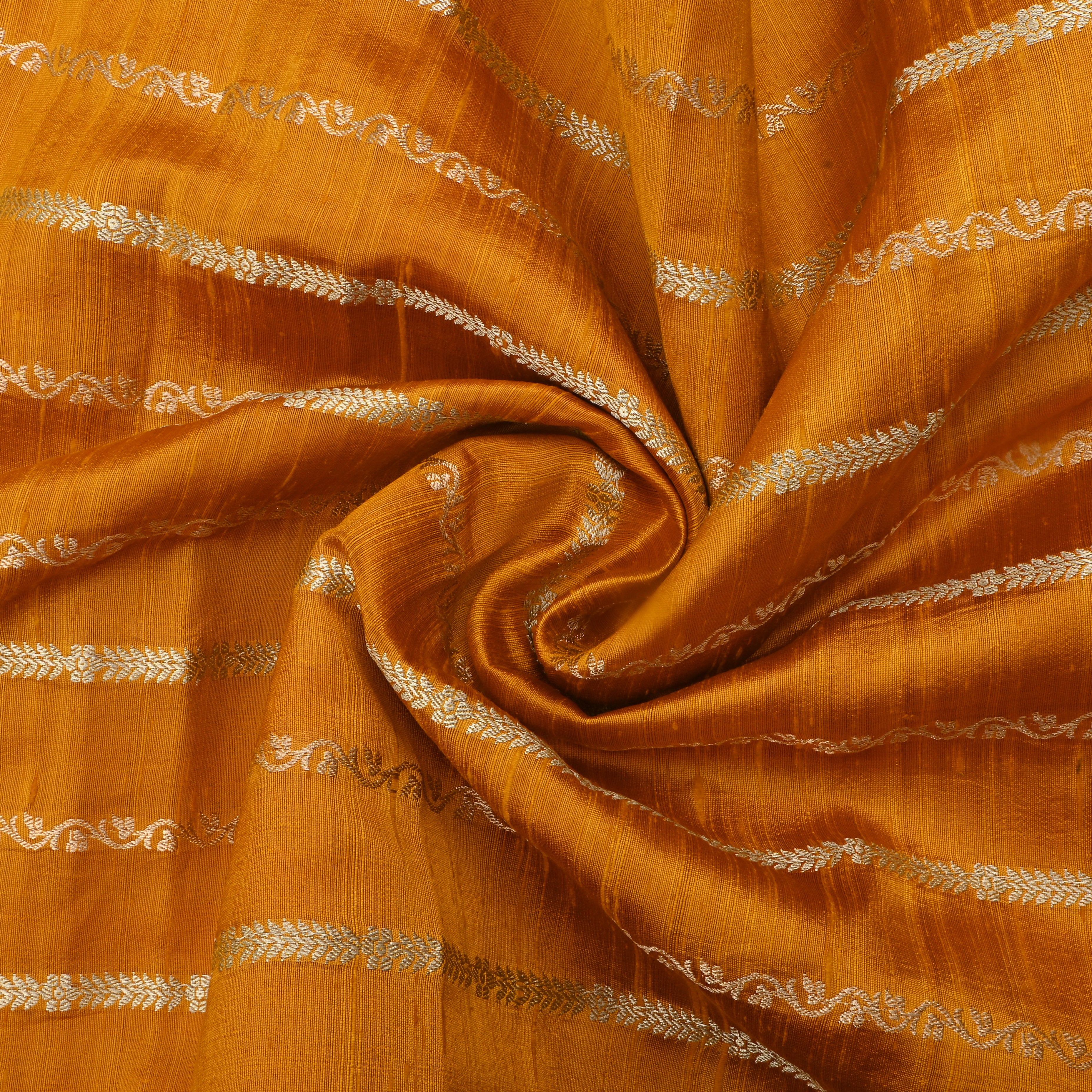 Ginger Dupion Jamawar Dupion Fabric With Stripes