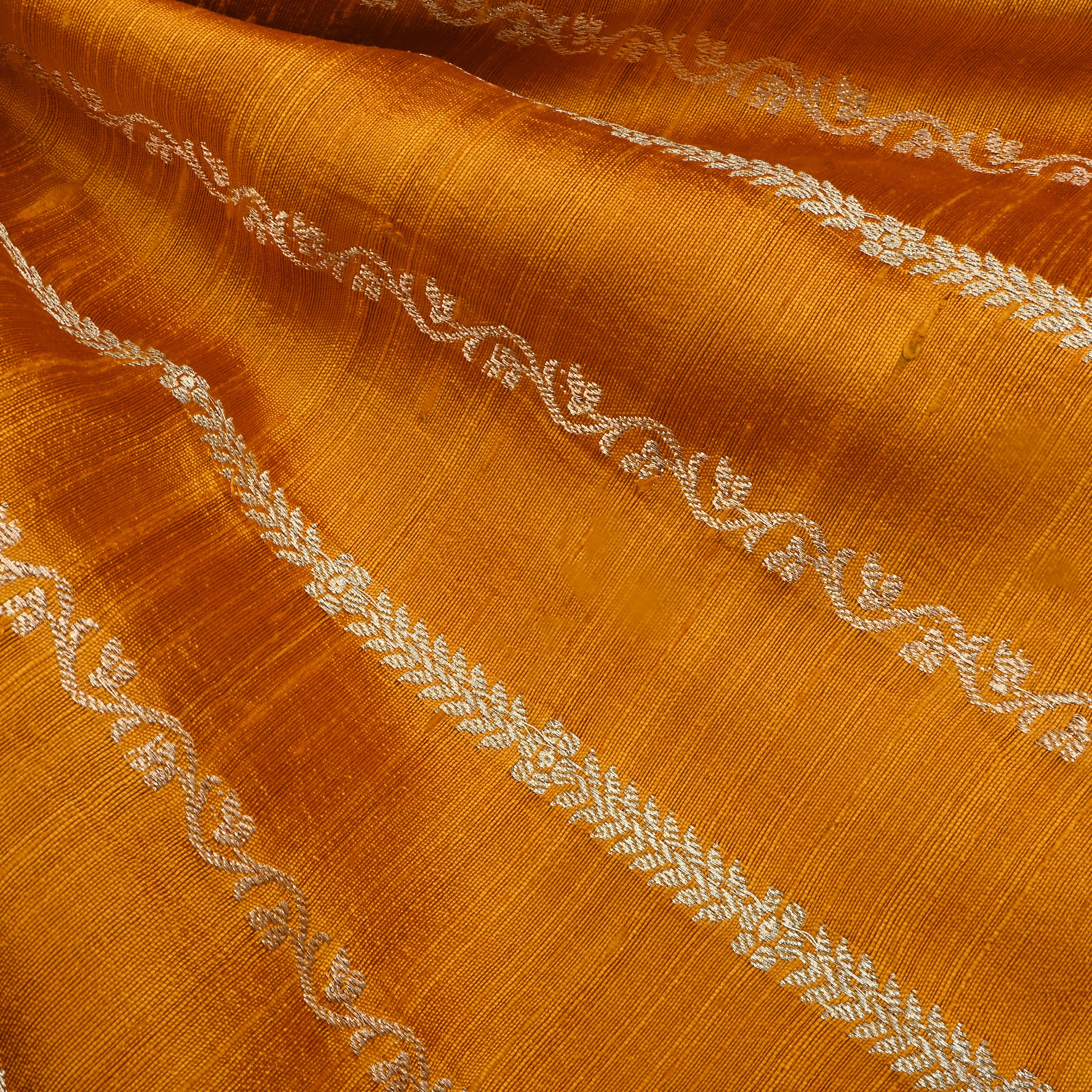 Ginger Dupion Jamawar Dupion Fabric With Stripes