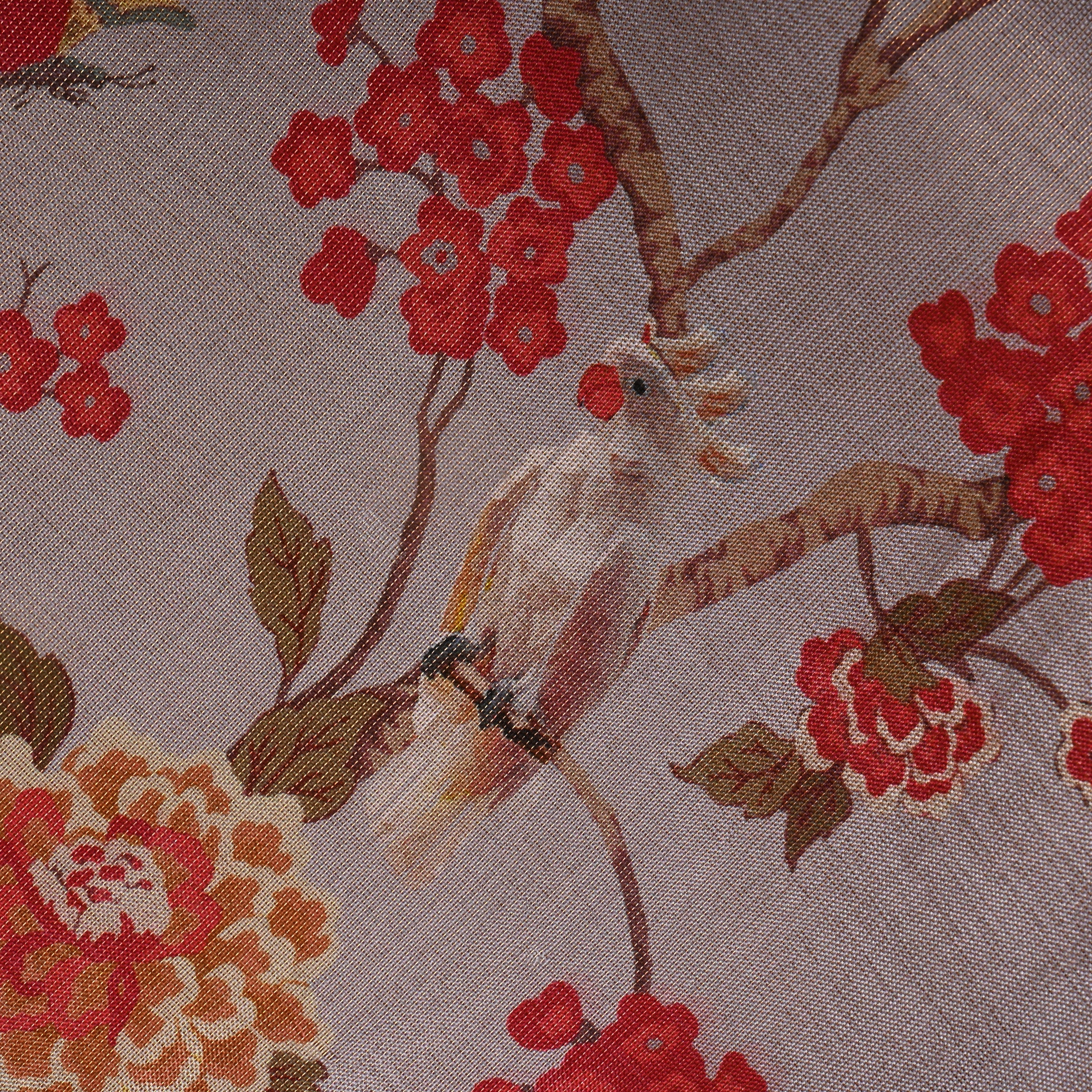 Grey Tissue Fabric With Floral Prints