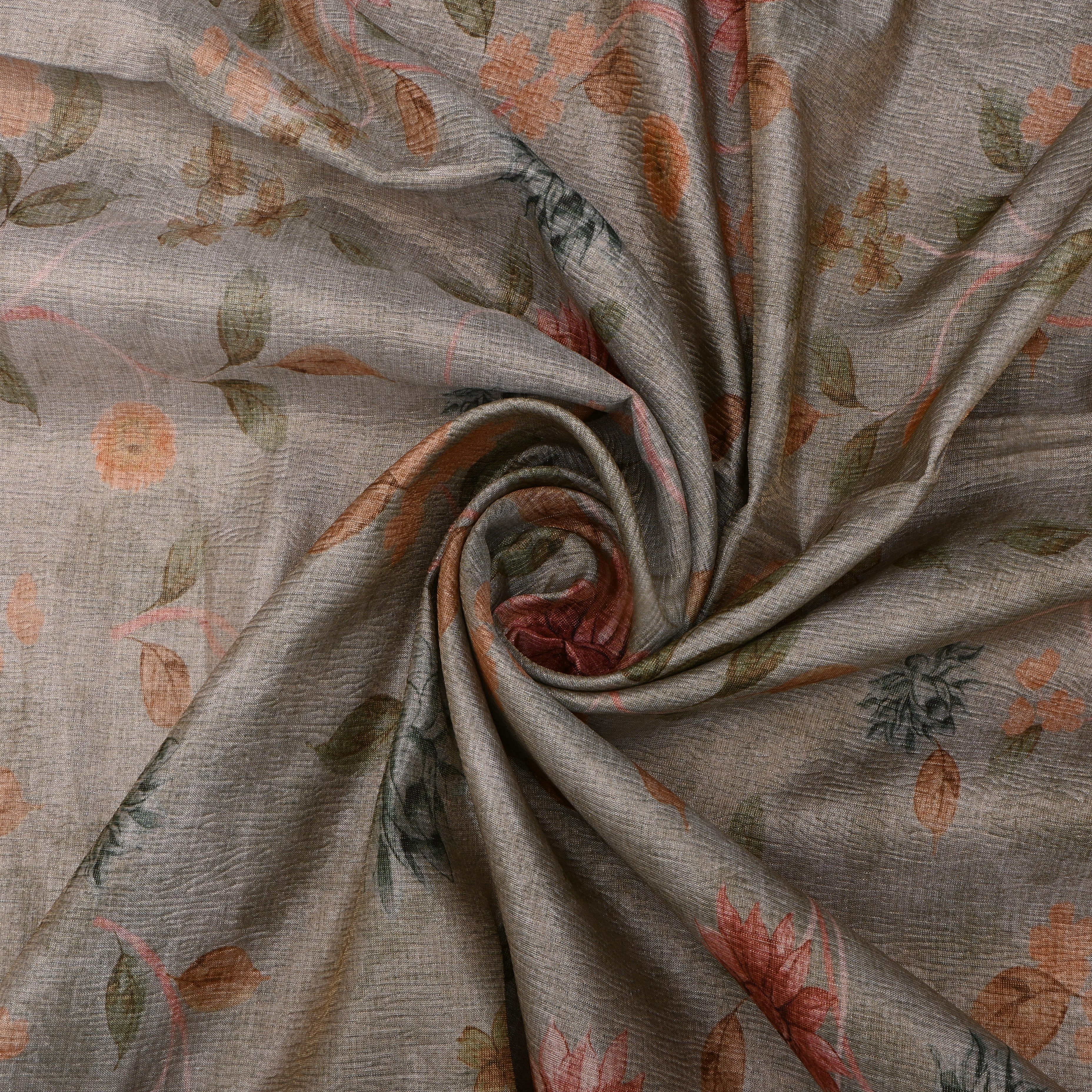 Light Gray Tissue Fabric With Digital Prints