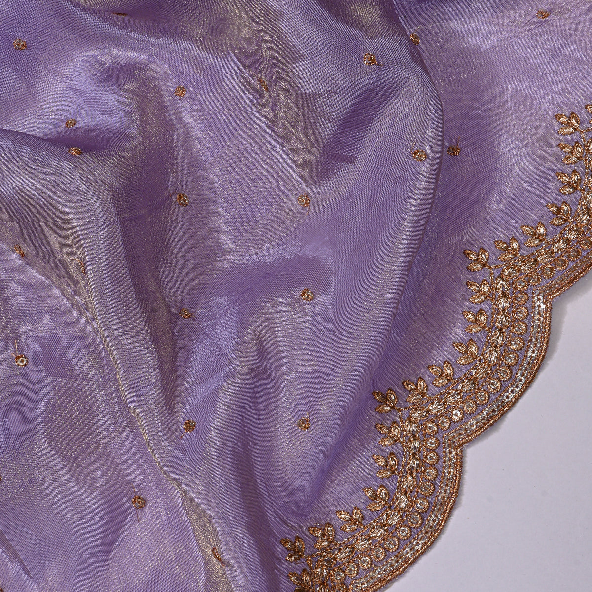 Lavender Sequin Butti Embroidery Tissue Fabric
