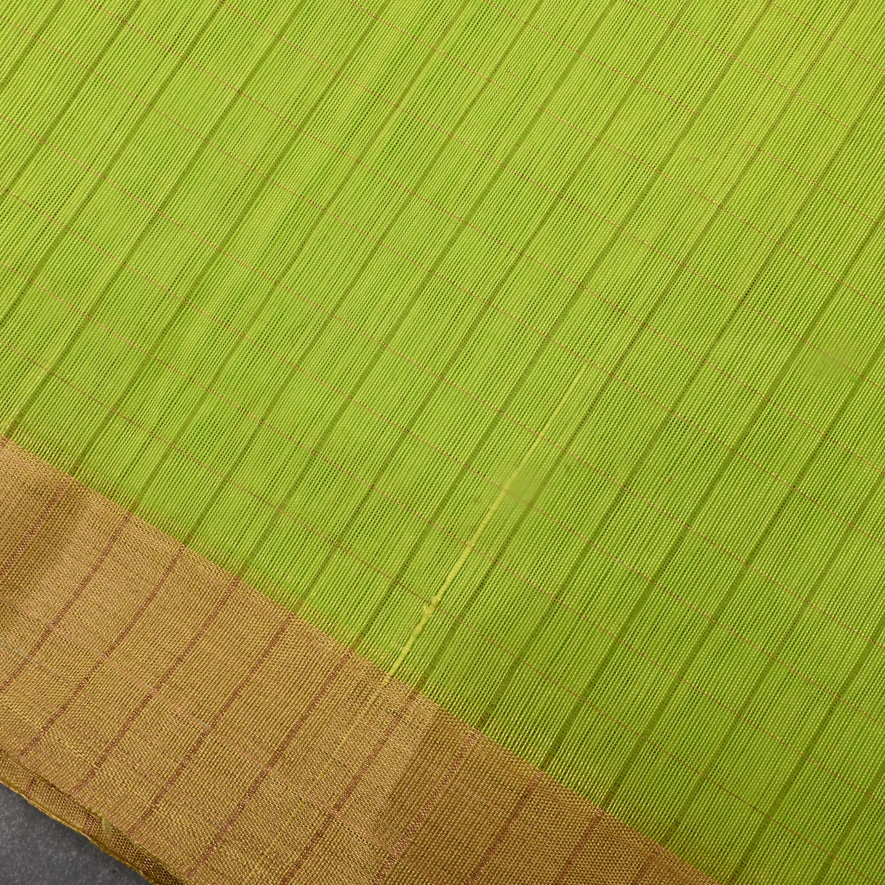 Light Green Jamawar Silk Fabric With Checks Pattern