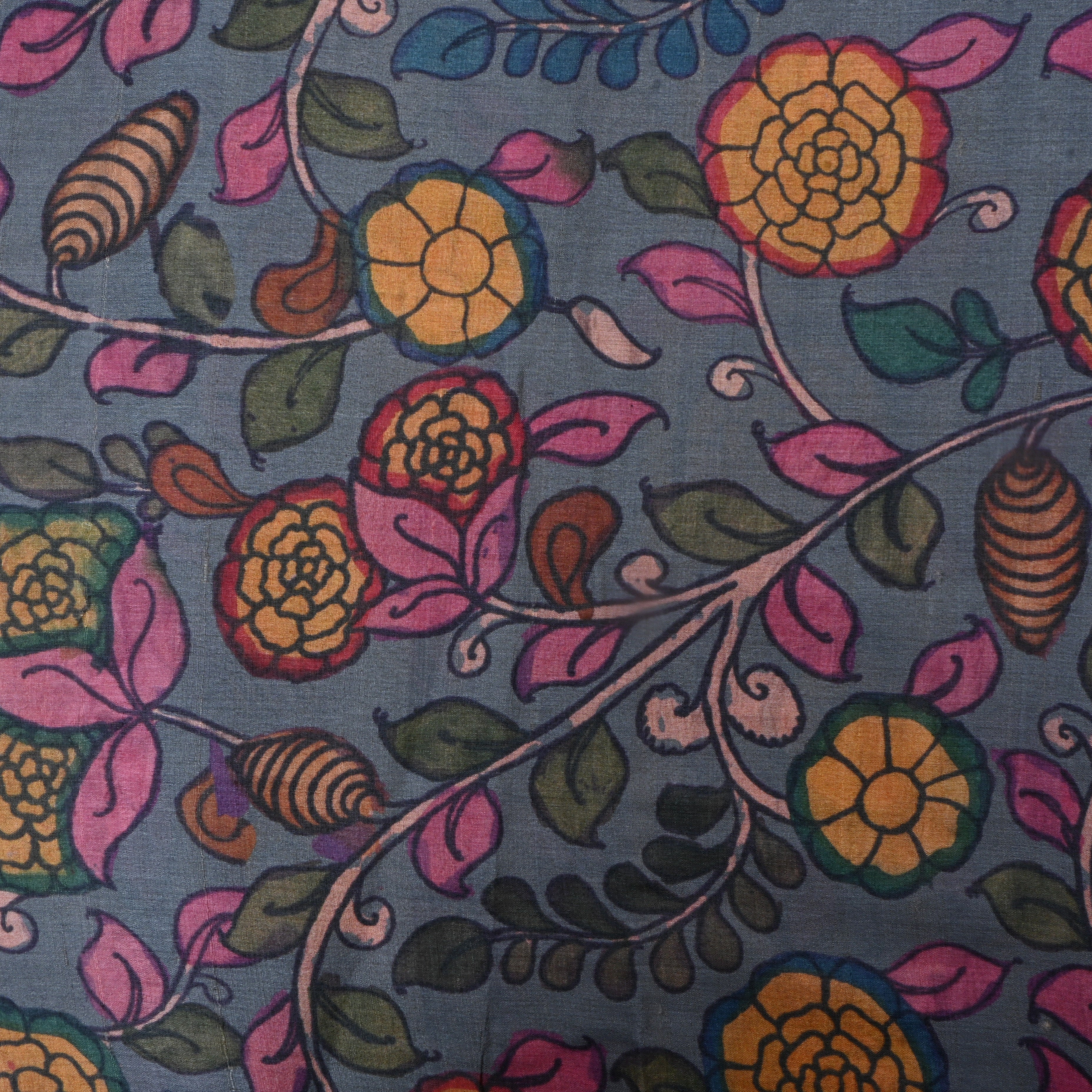 Medium Gray Tussar Fabric With Digital Print