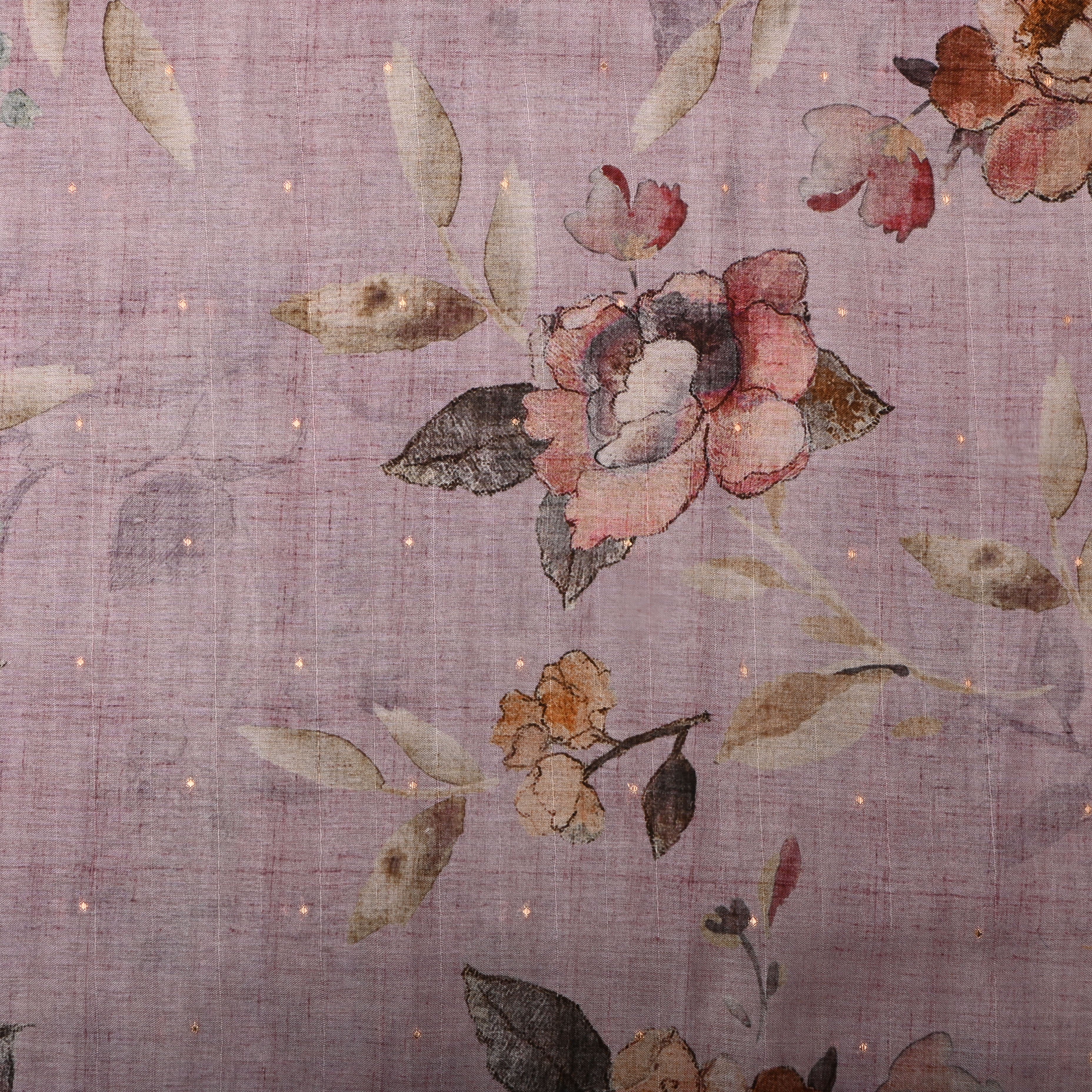 Lilac Tissue Fabric With Floral Prints