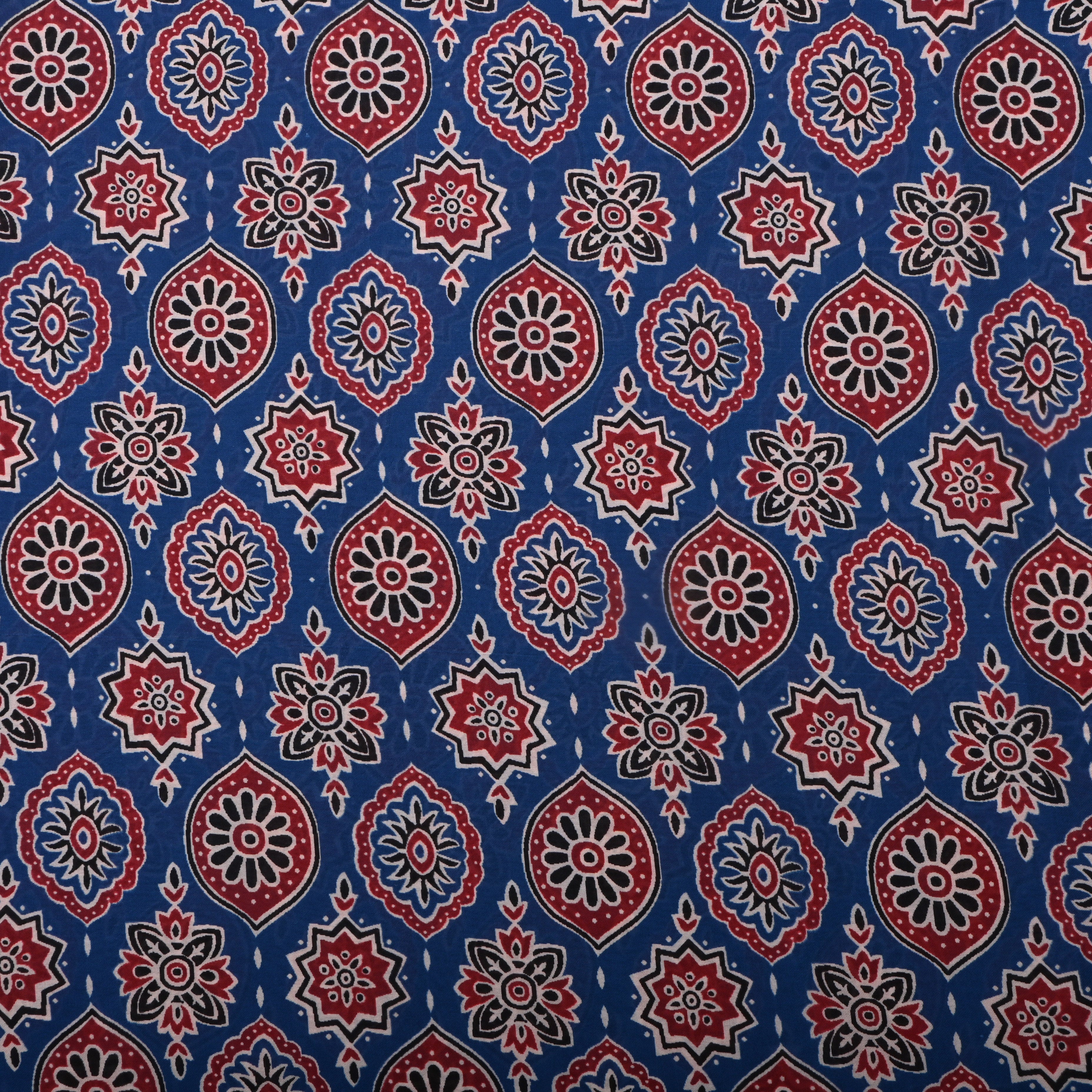 Azure Blue Silk Printed Fabric