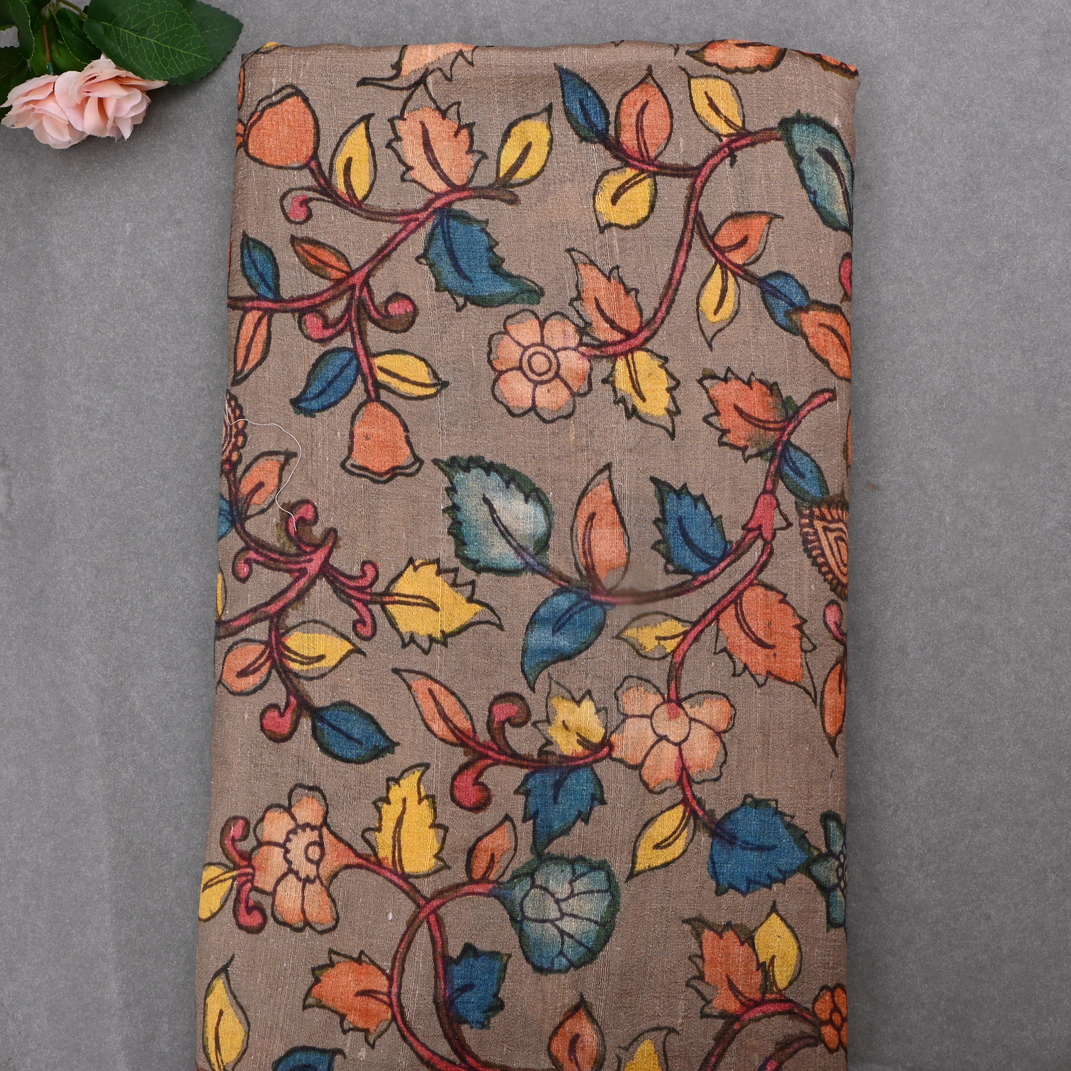 Treetop Taupe Dupion Fabric With Digital Print