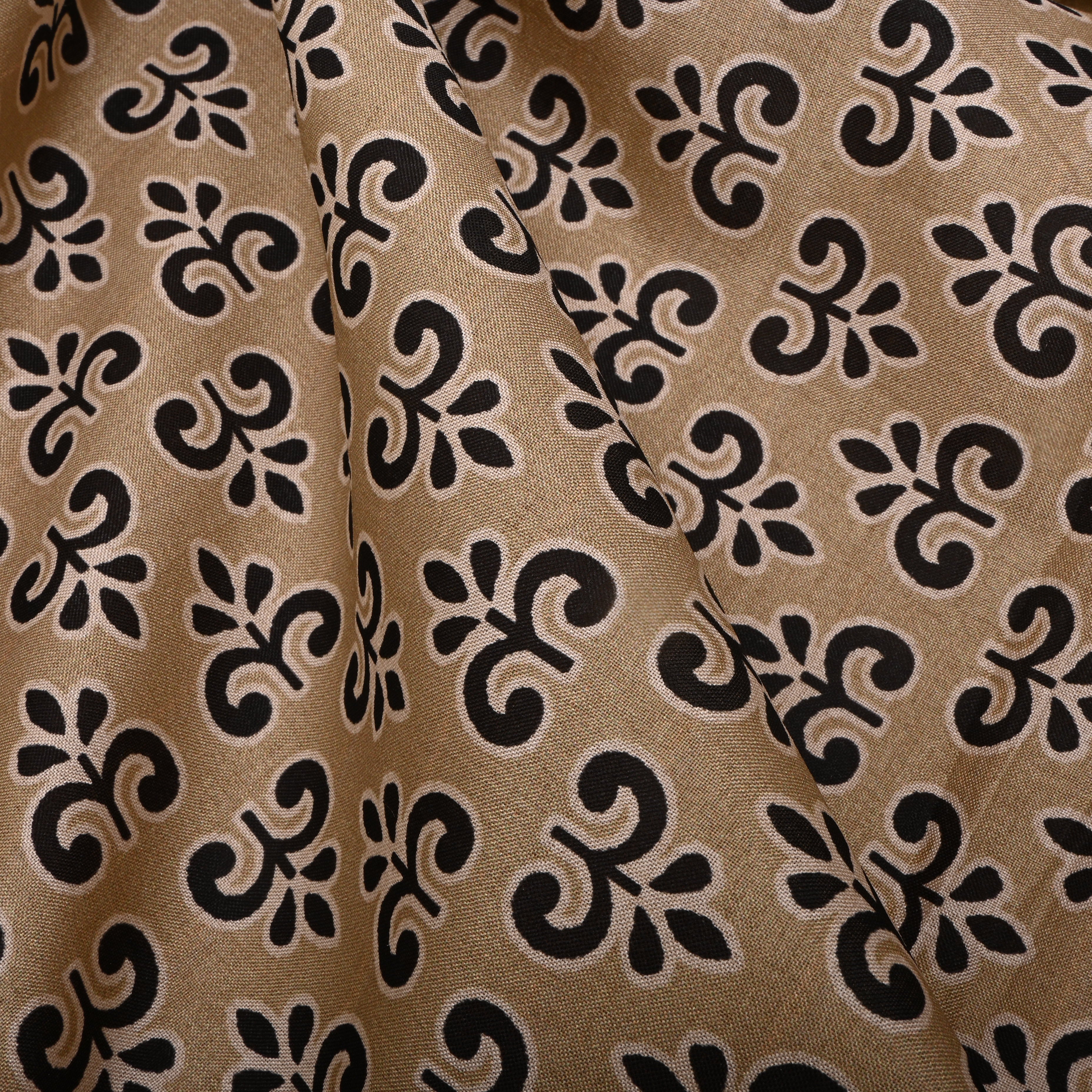 Stonish Beige Tussar Fabric With Abstract Print