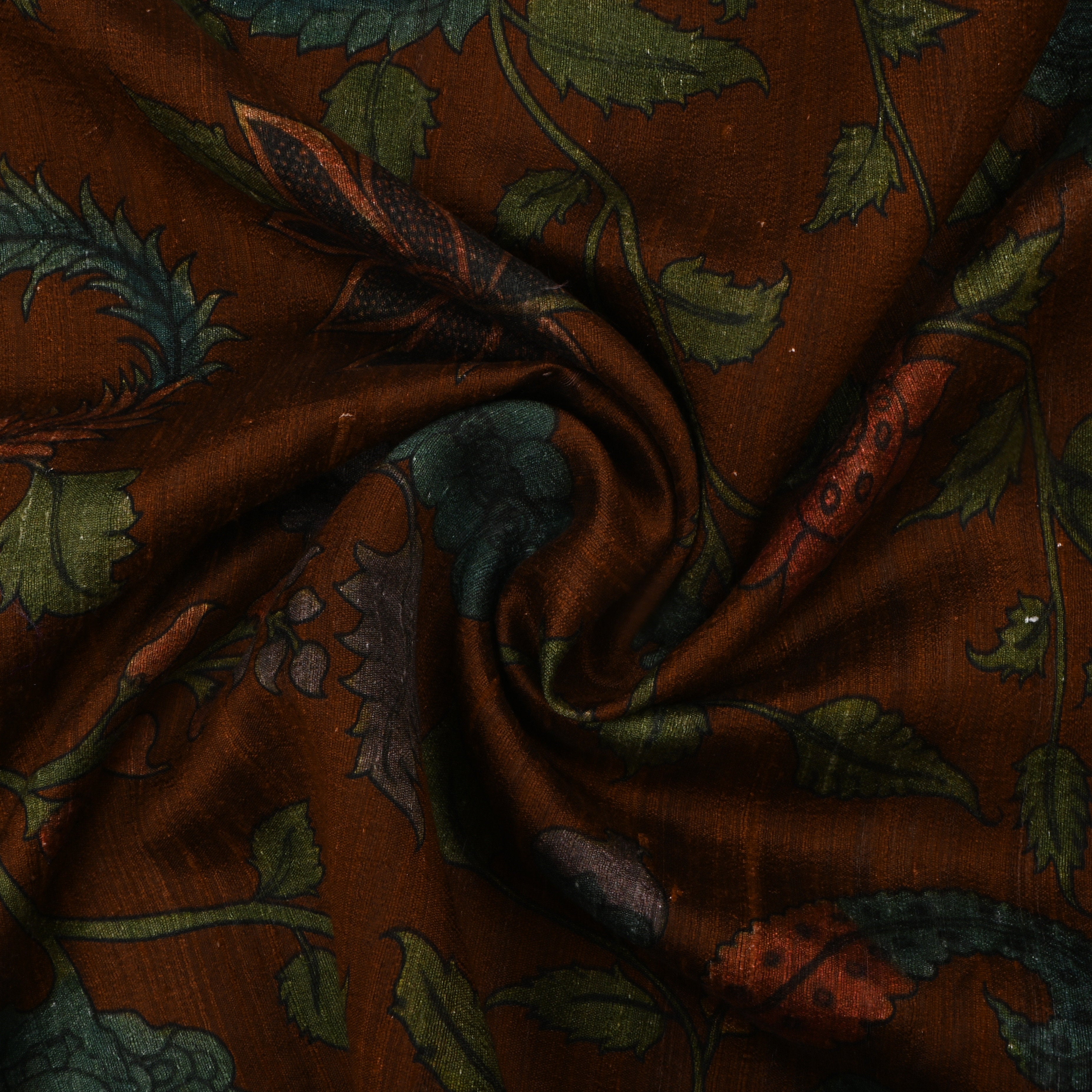 Browny Derby Dupion Fabric With Digital Print