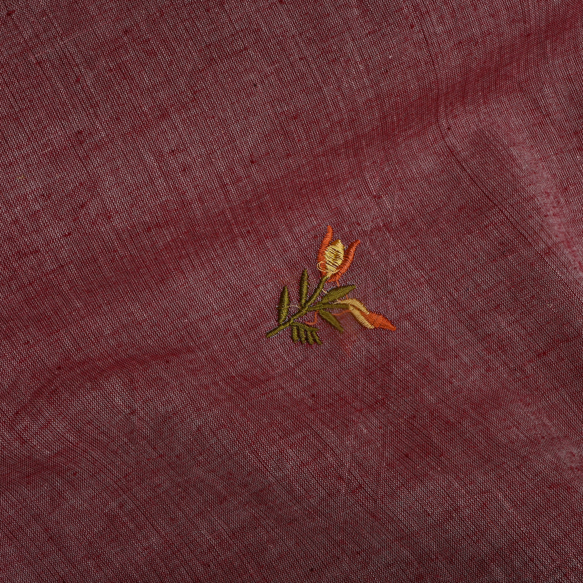 Brighty Magenta With Rust Thread Work Butti Cotton Fabric