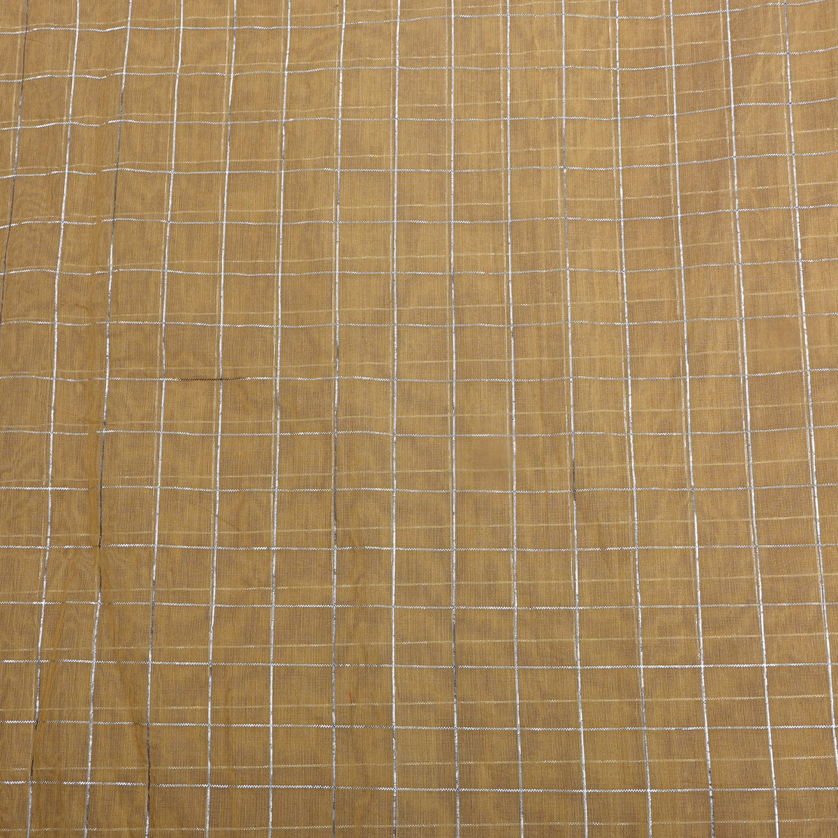 Beige Check Chanderi Fabric