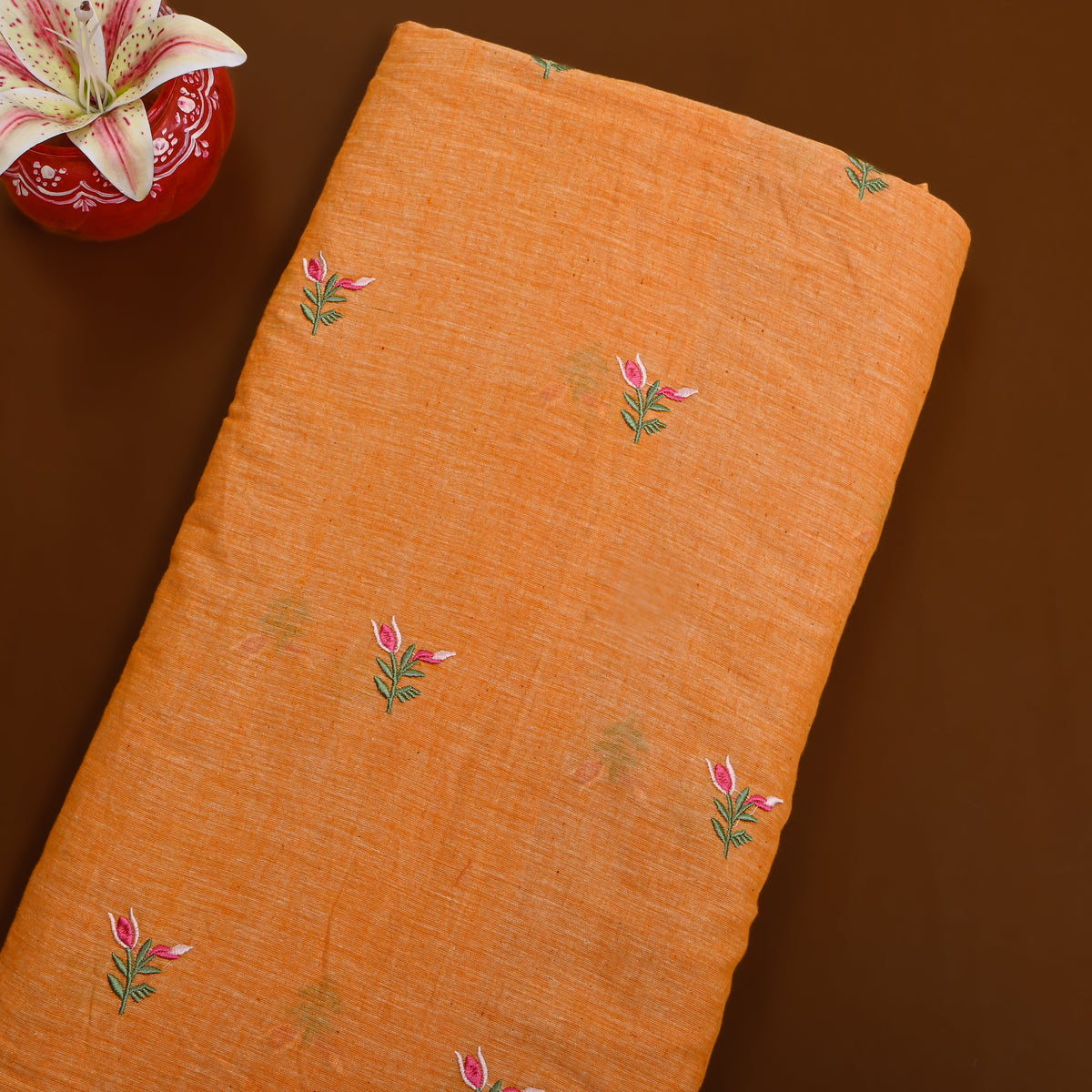 Rose Pink Gold Butti Self Weave Jamawar Tissue Fabric