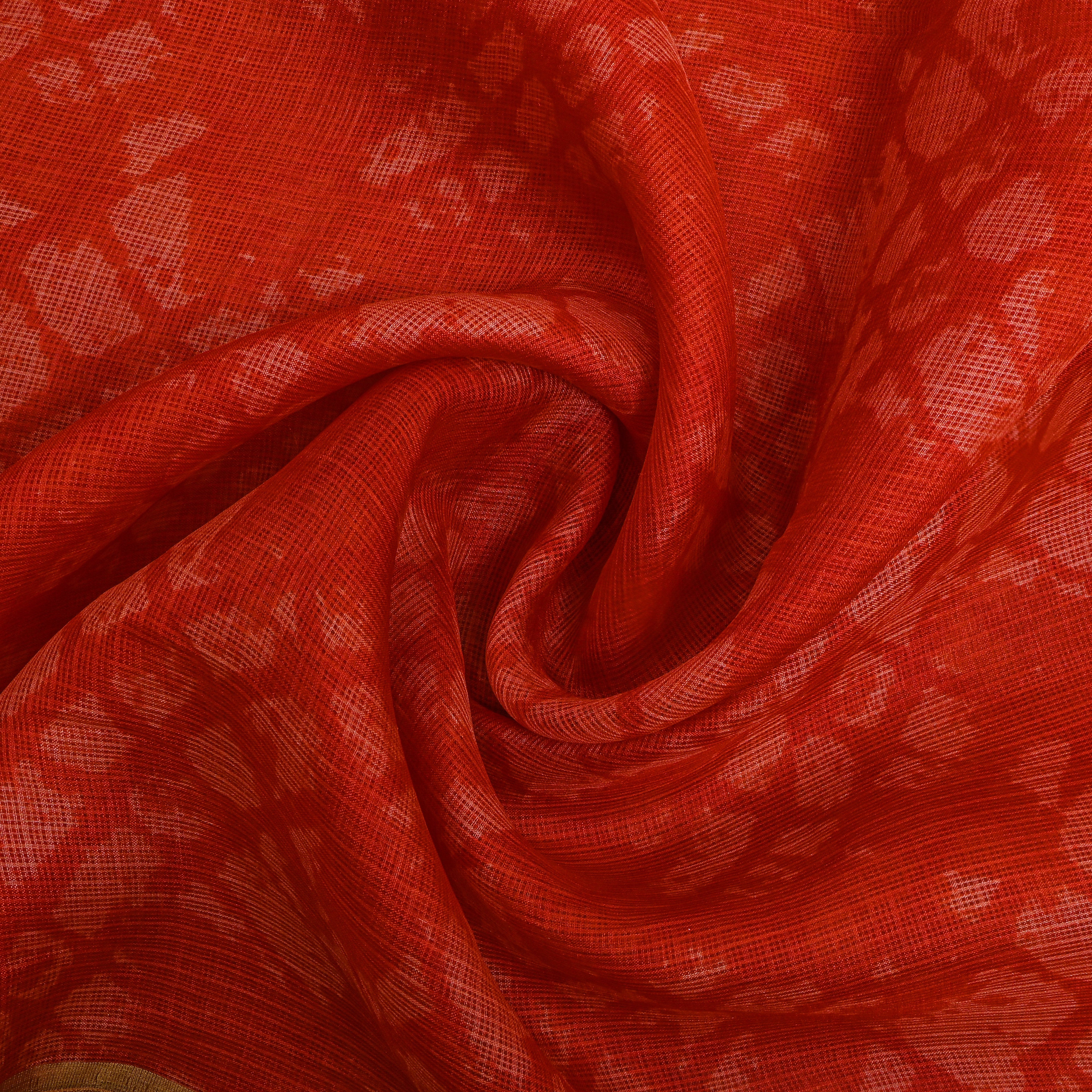 Orange Abstract Print Kota Fabric