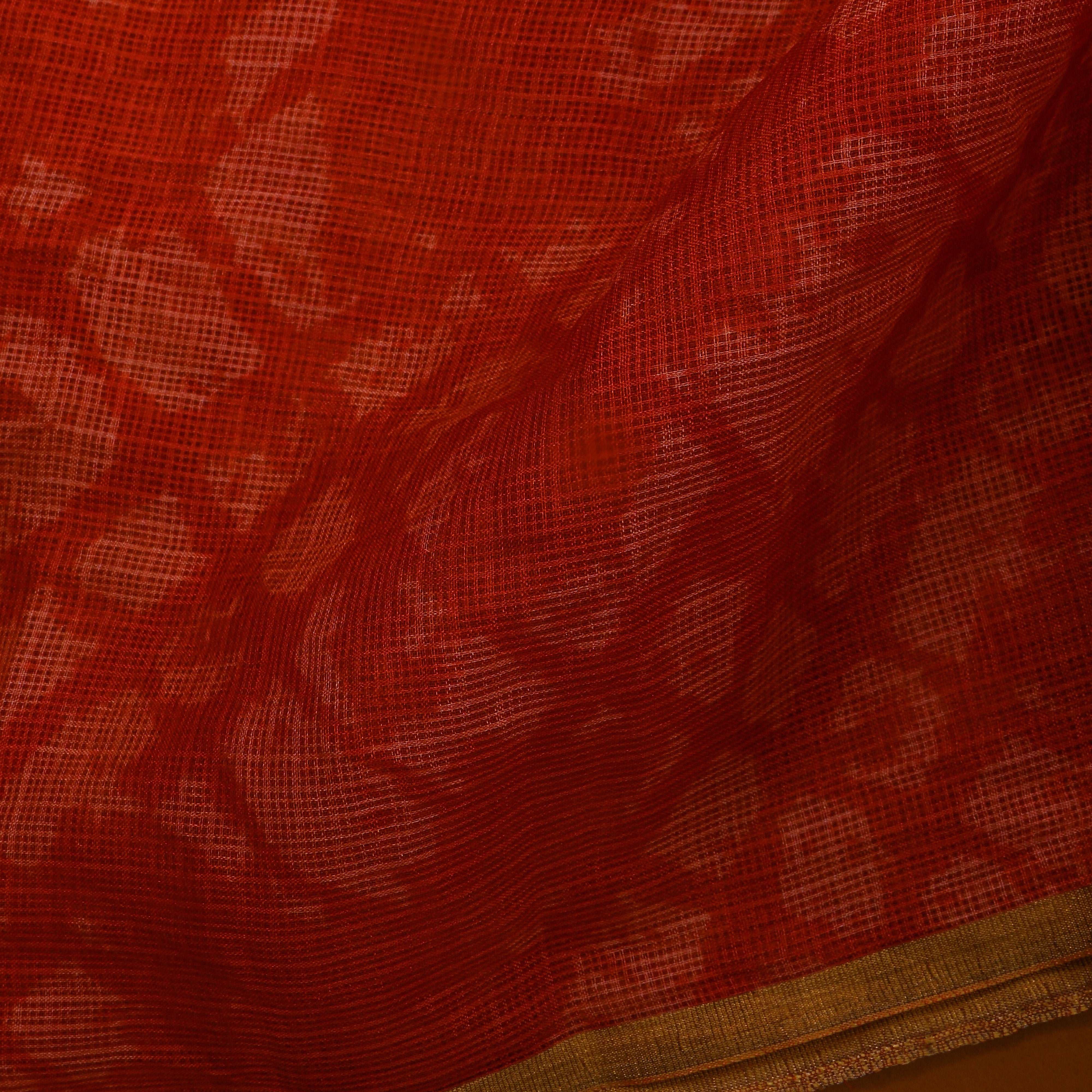 Orange Abstract Print Kota Fabric