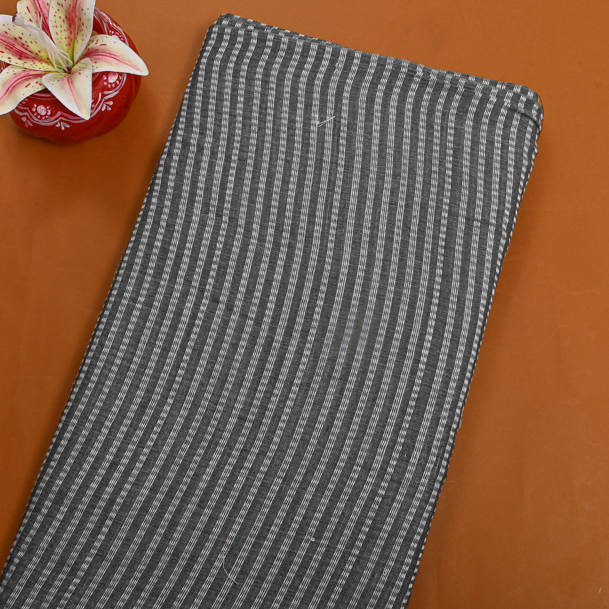 Cement Gray Stripes Cotton Fabric