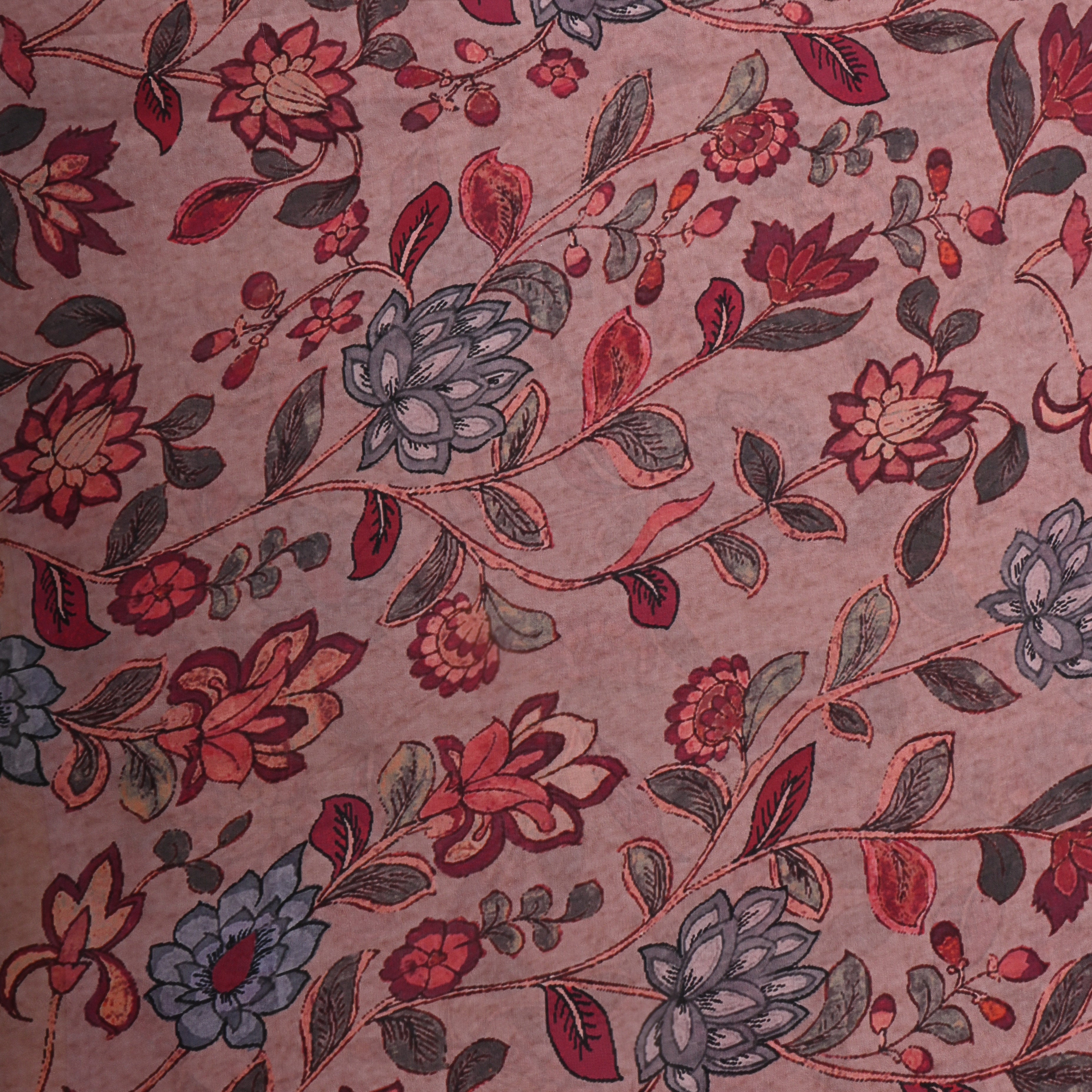 Soft Pink Silk Fabric With Floral Prints