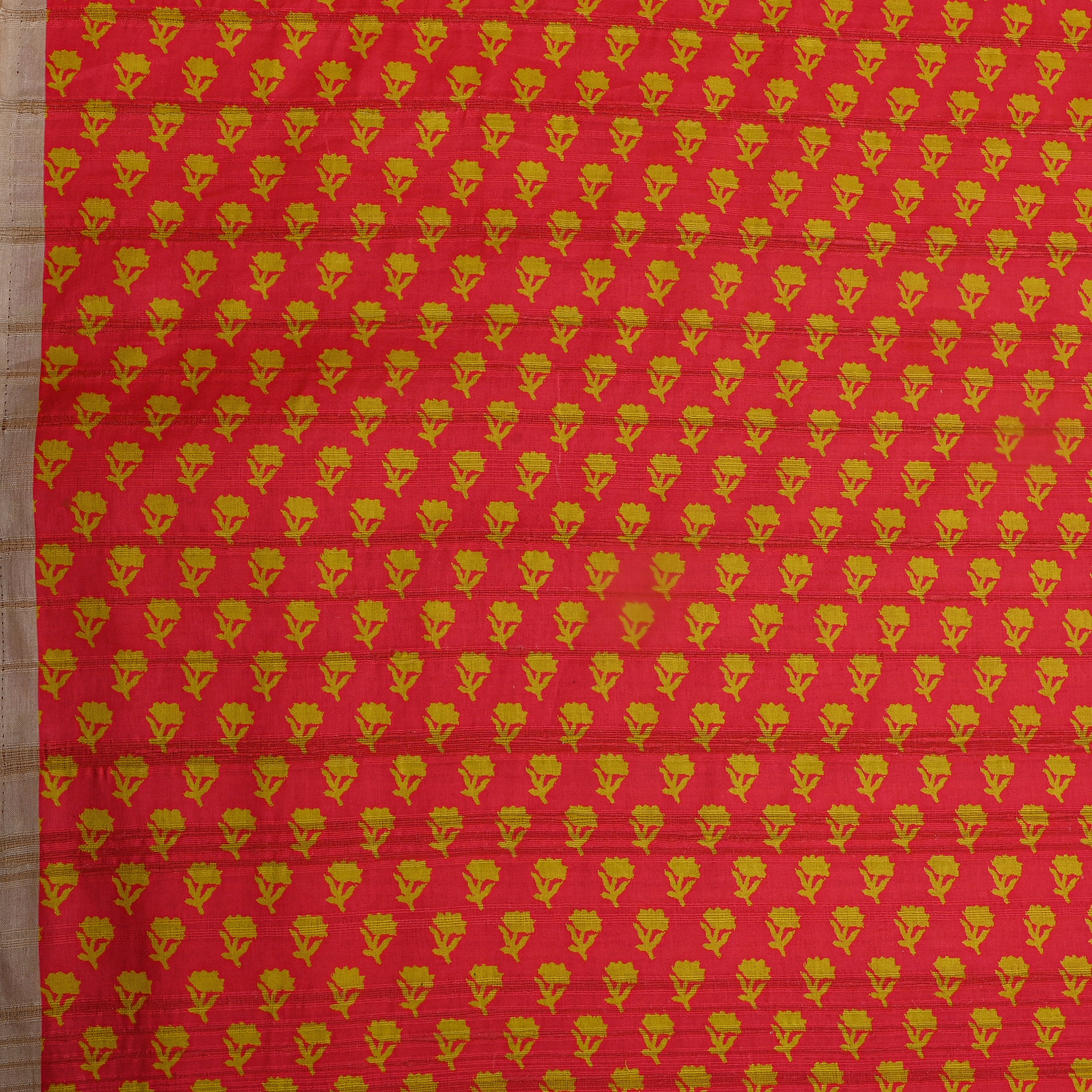 Dark Orange Printed Silk Fabric