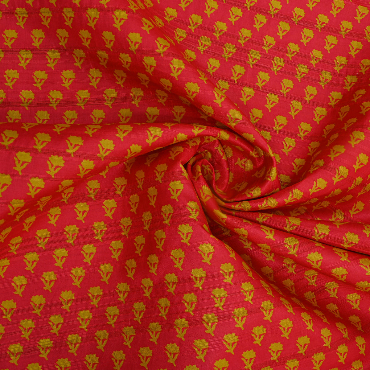 Dark Orange Printed Silk Fabric