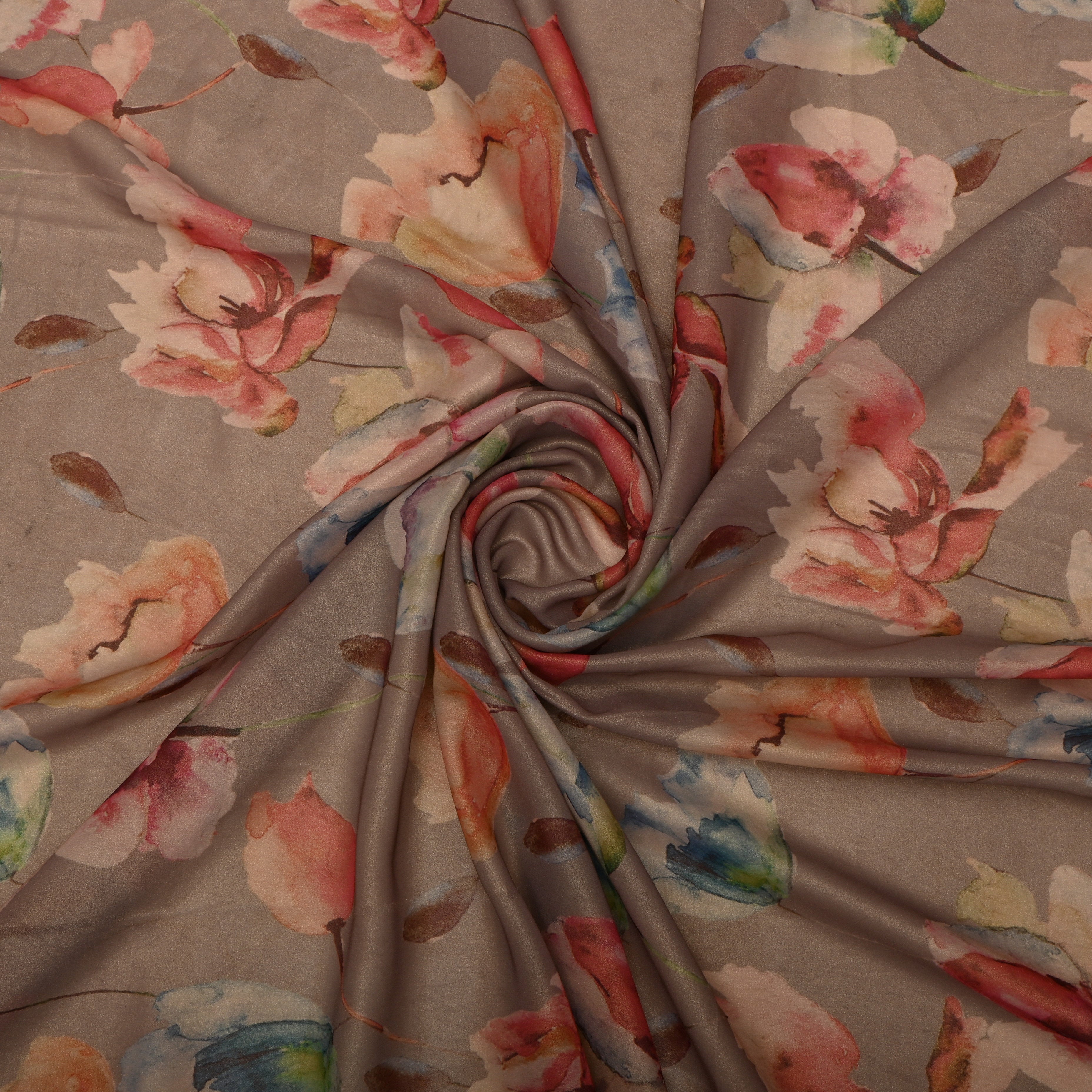 Hardwood Brown Tissue Fabric With Floral Prints