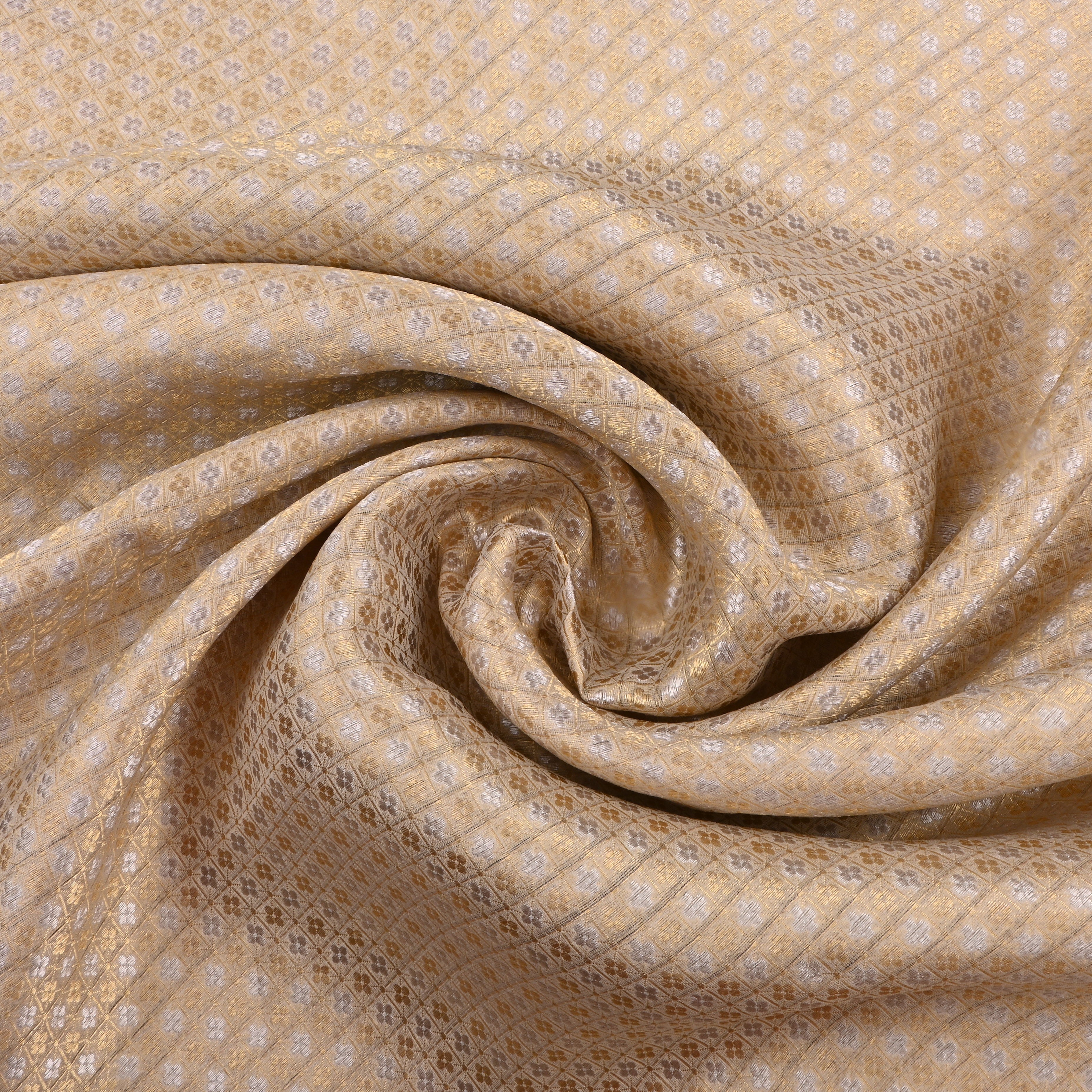 Light Golden Jamawar Tissue Fabric With Brocade
