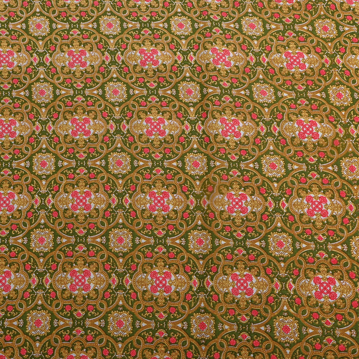 Beige Gold Paisley Embroidered Tussar Silk Fabric