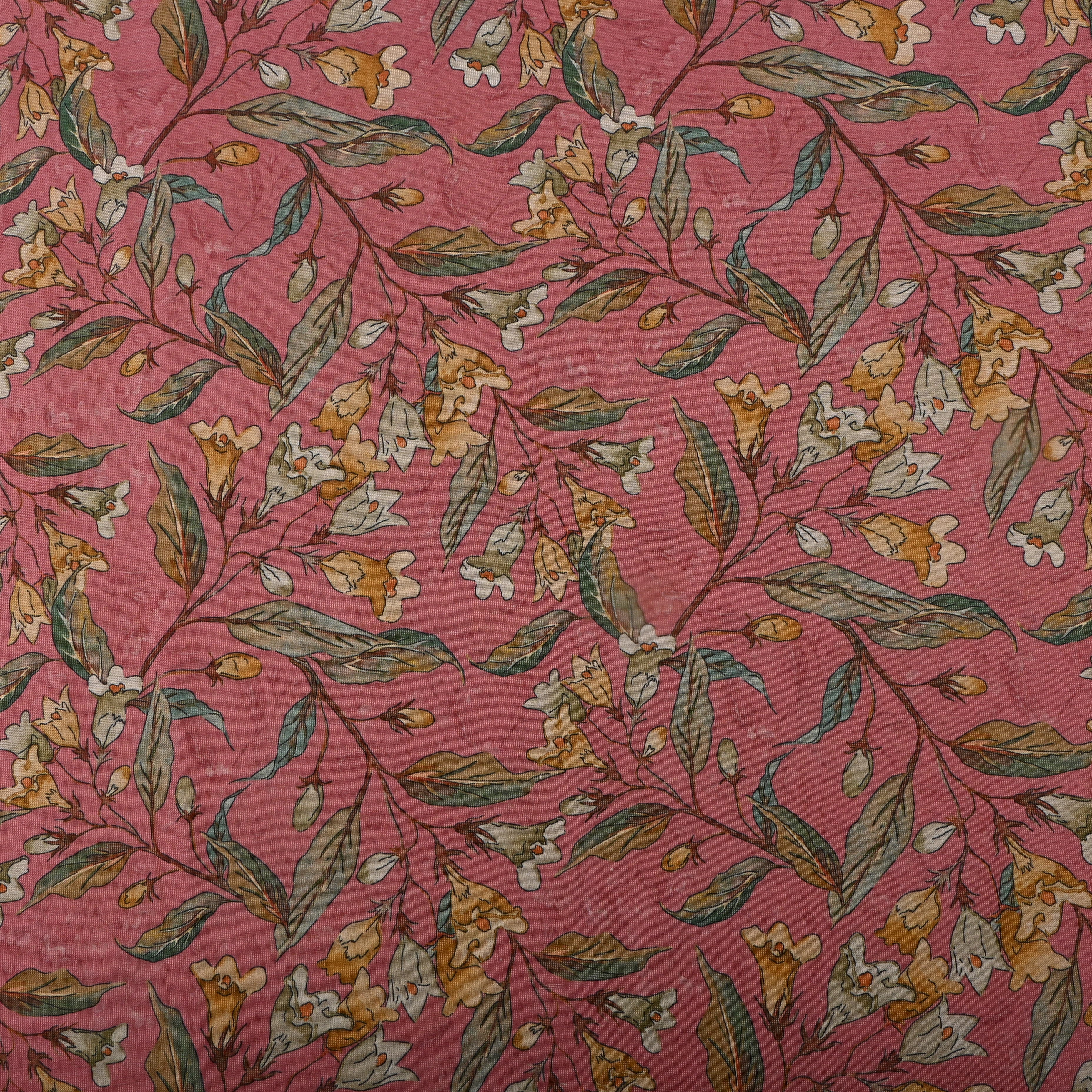 Dusty Pink Tissue Fabric With Printed Design