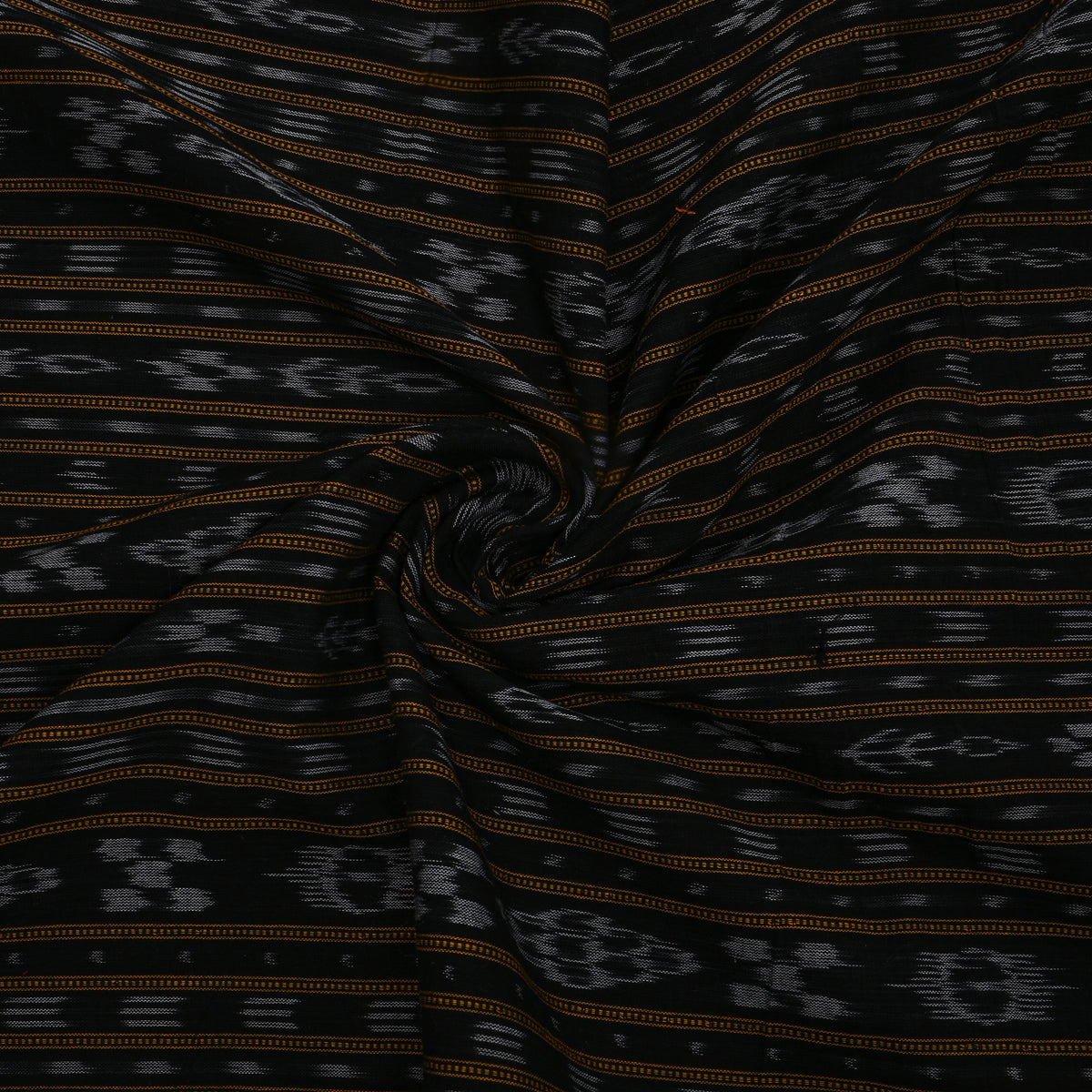 Black Grey Ikat Stripe Cotton Fabric