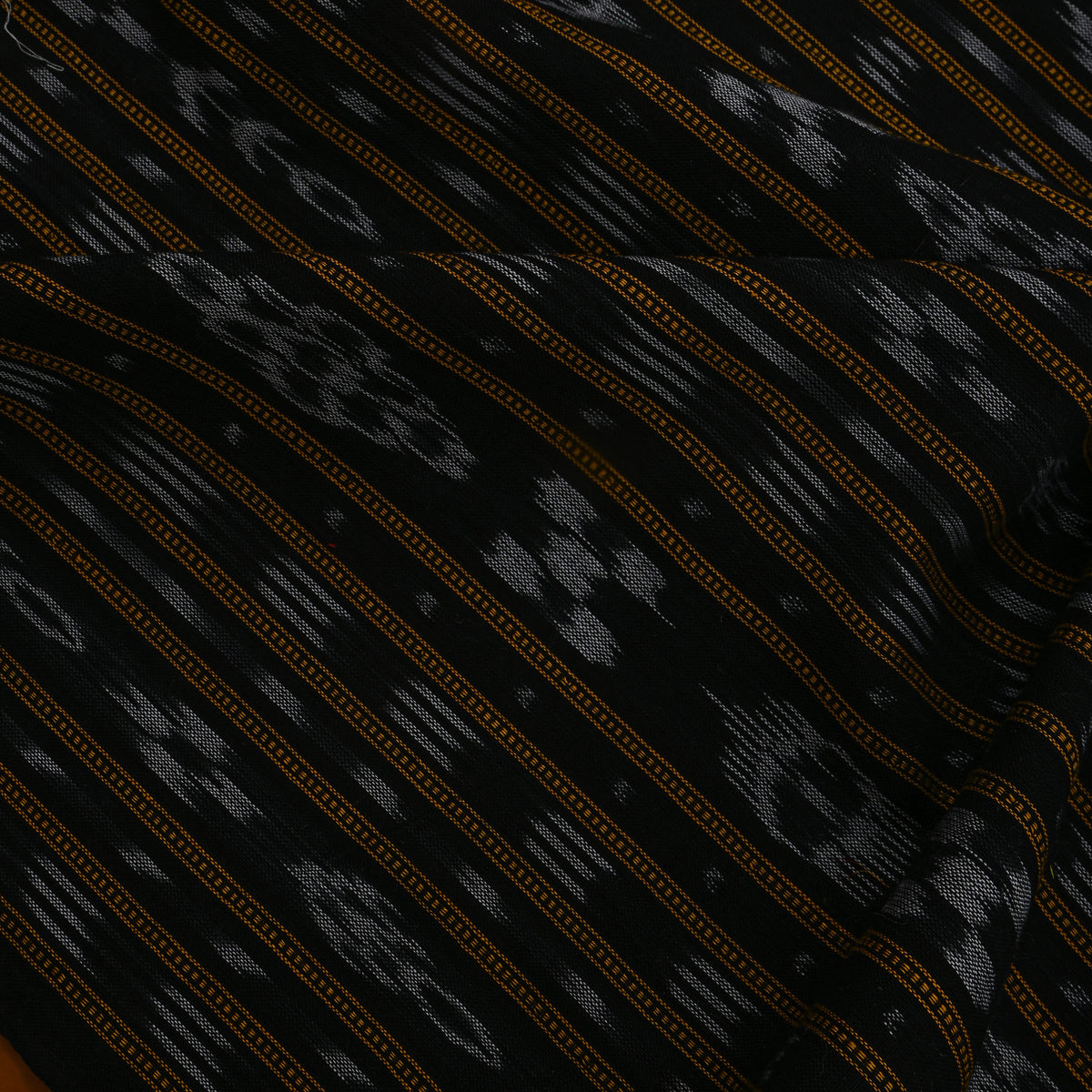 Black Grey Ikat Stripe Cotton Fabric