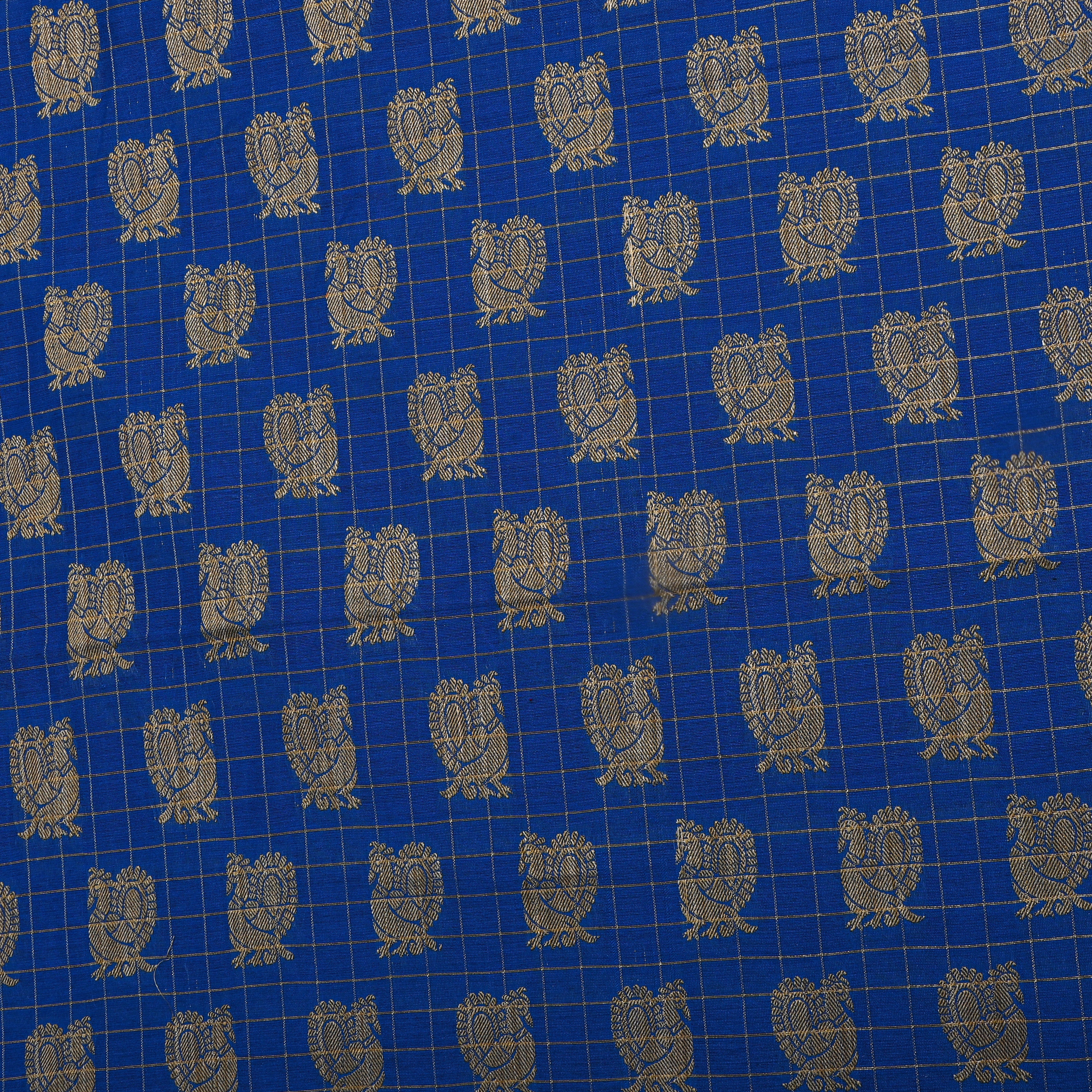 Dark Blue Checks Cotton Fabric