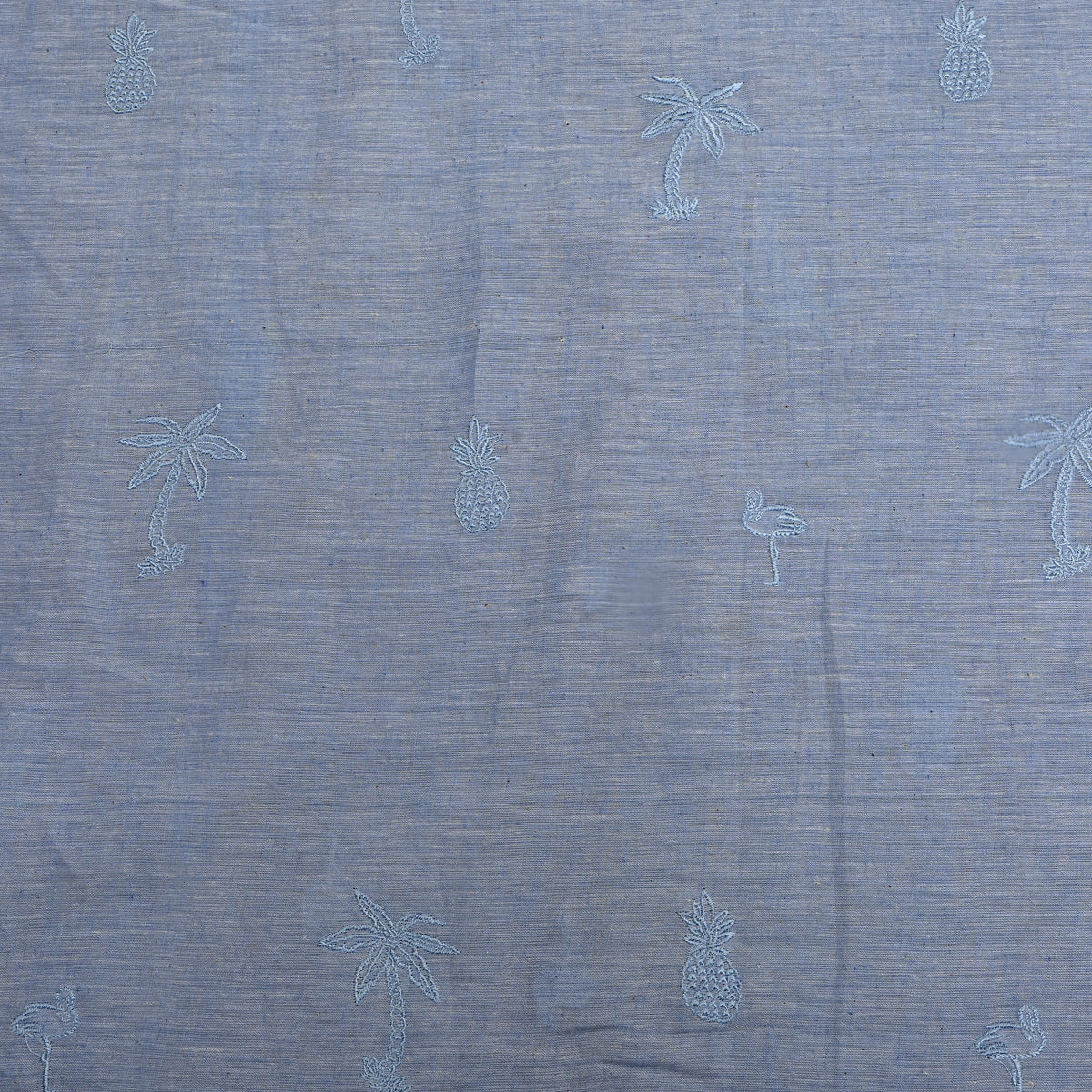 Light Blue With Light Blue Tropical Embroidery