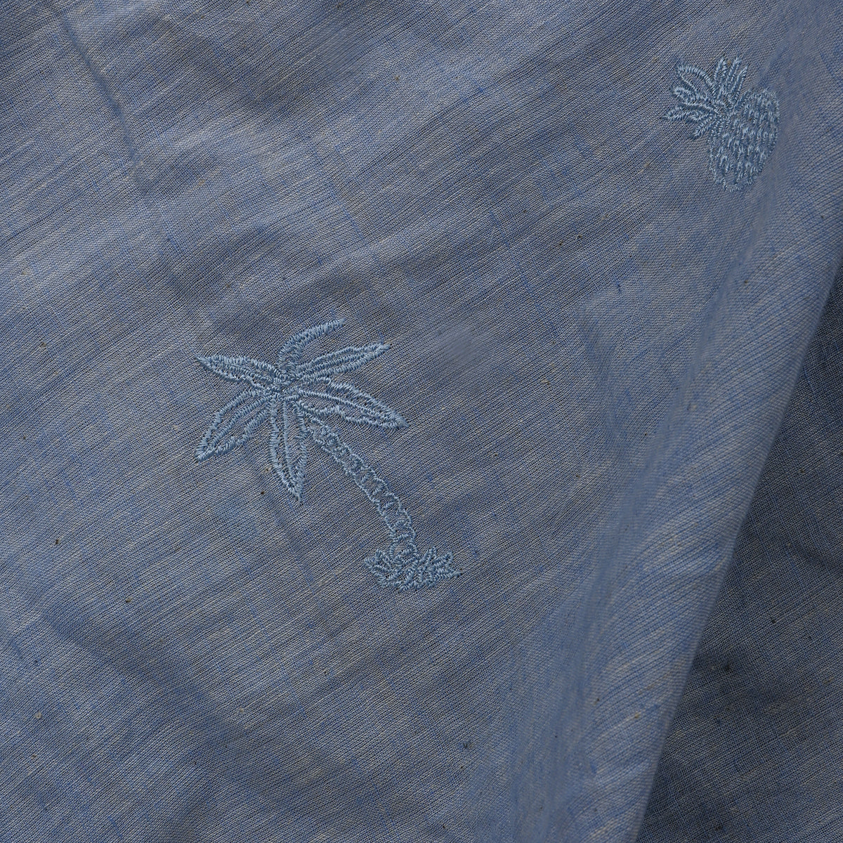 Light Blue With Light Blue Tropical Embroidery