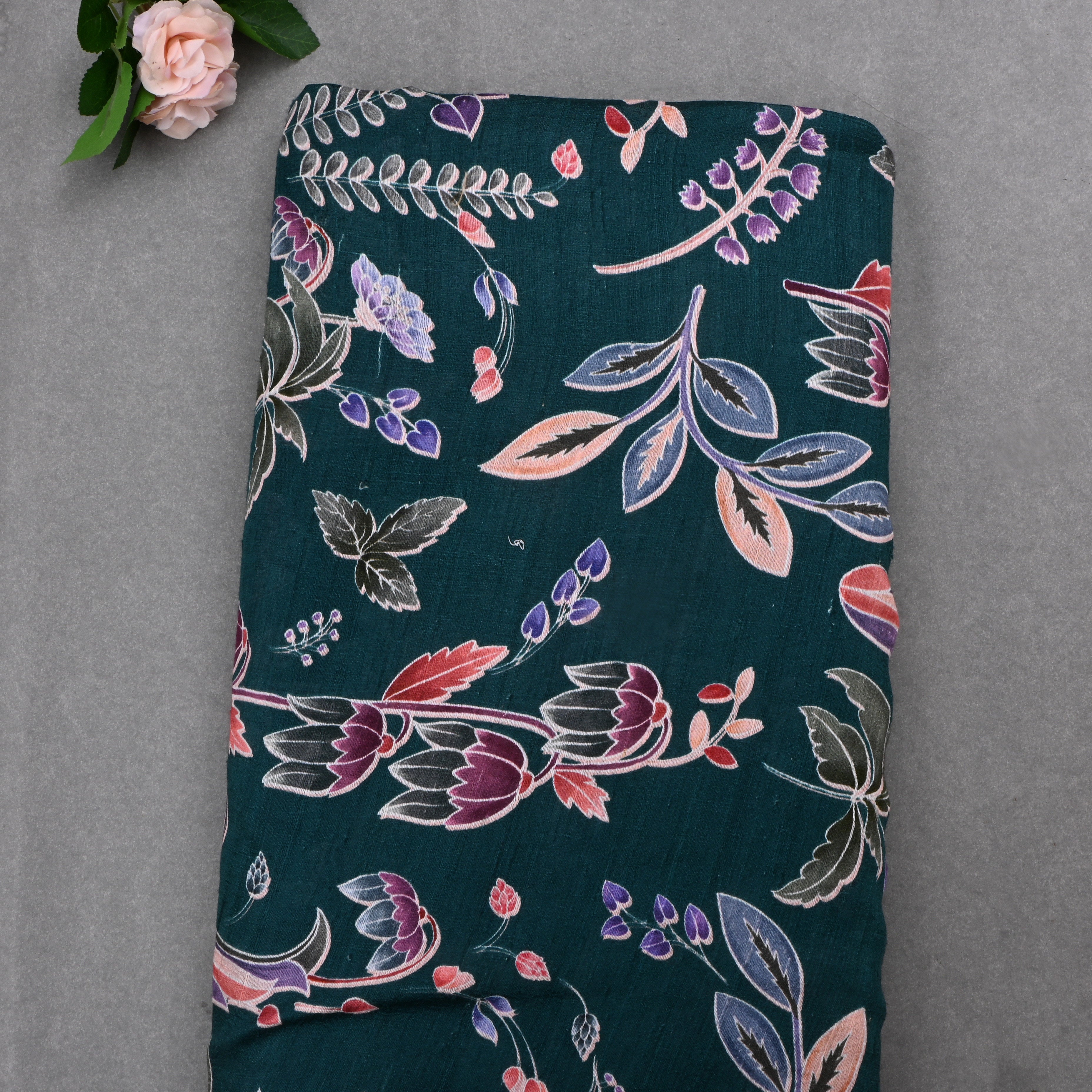 Firefly Bluish Cyan Dupion Fabric With Digital Print