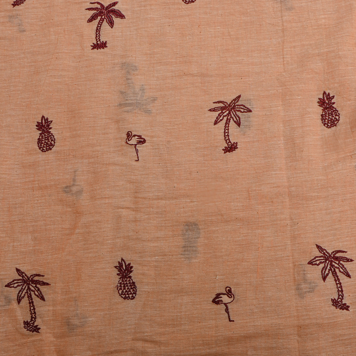 Dark Peach With Dark MaroonTropical Embroidery
