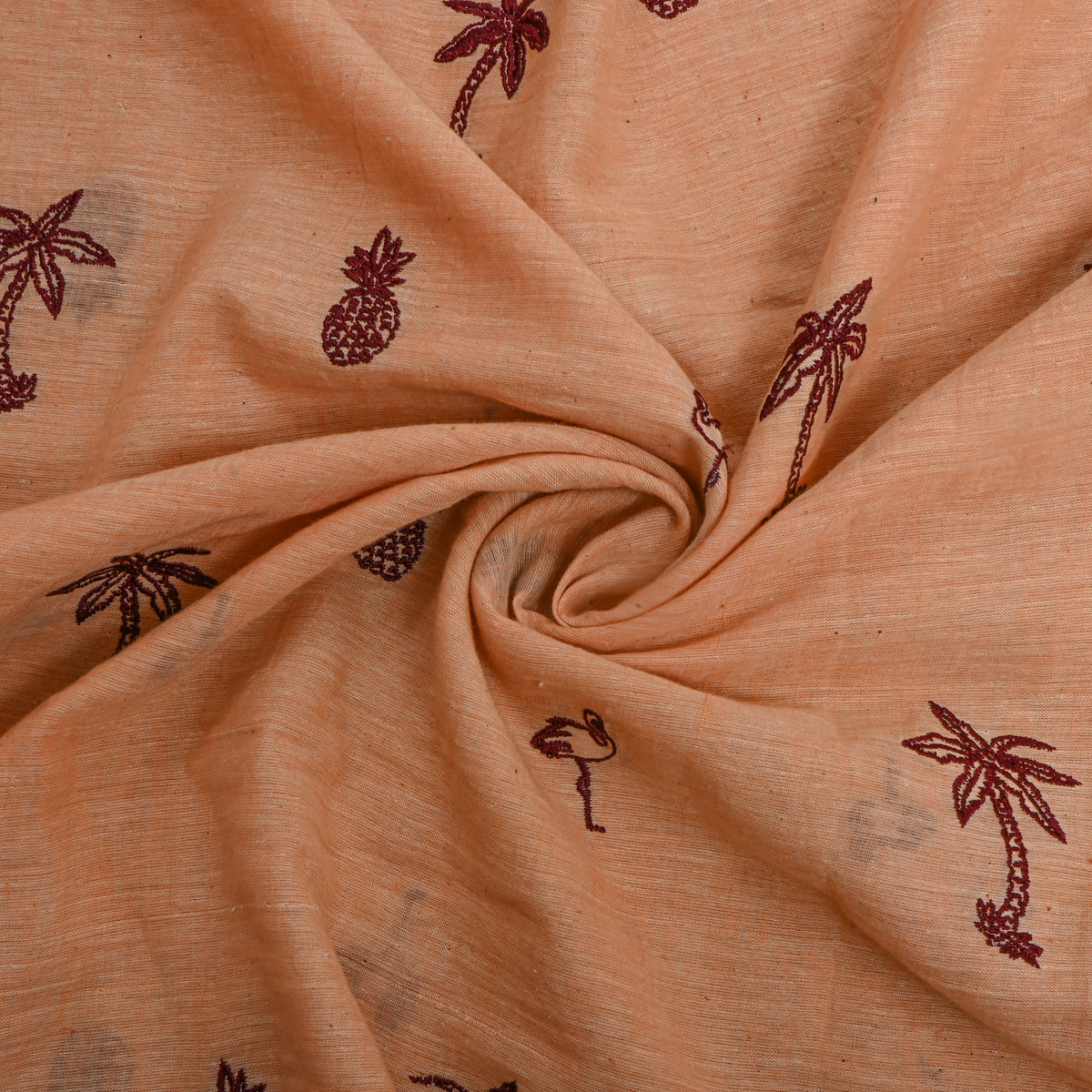 Dark Peach With Dark MaroonTropical Embroidery