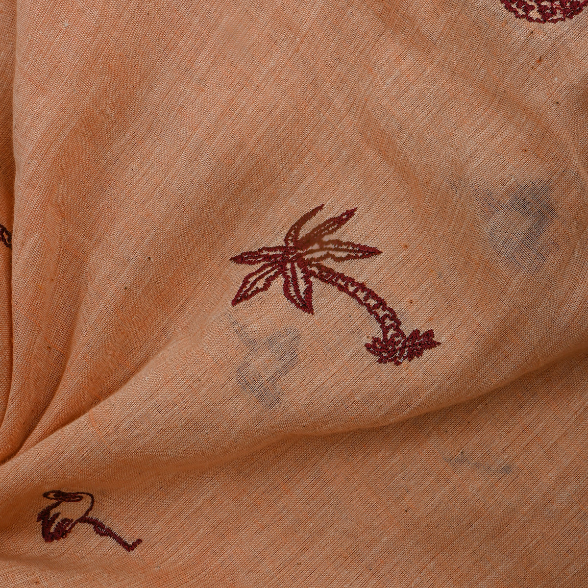 Dark Peach With Dark MaroonTropical Embroidery
