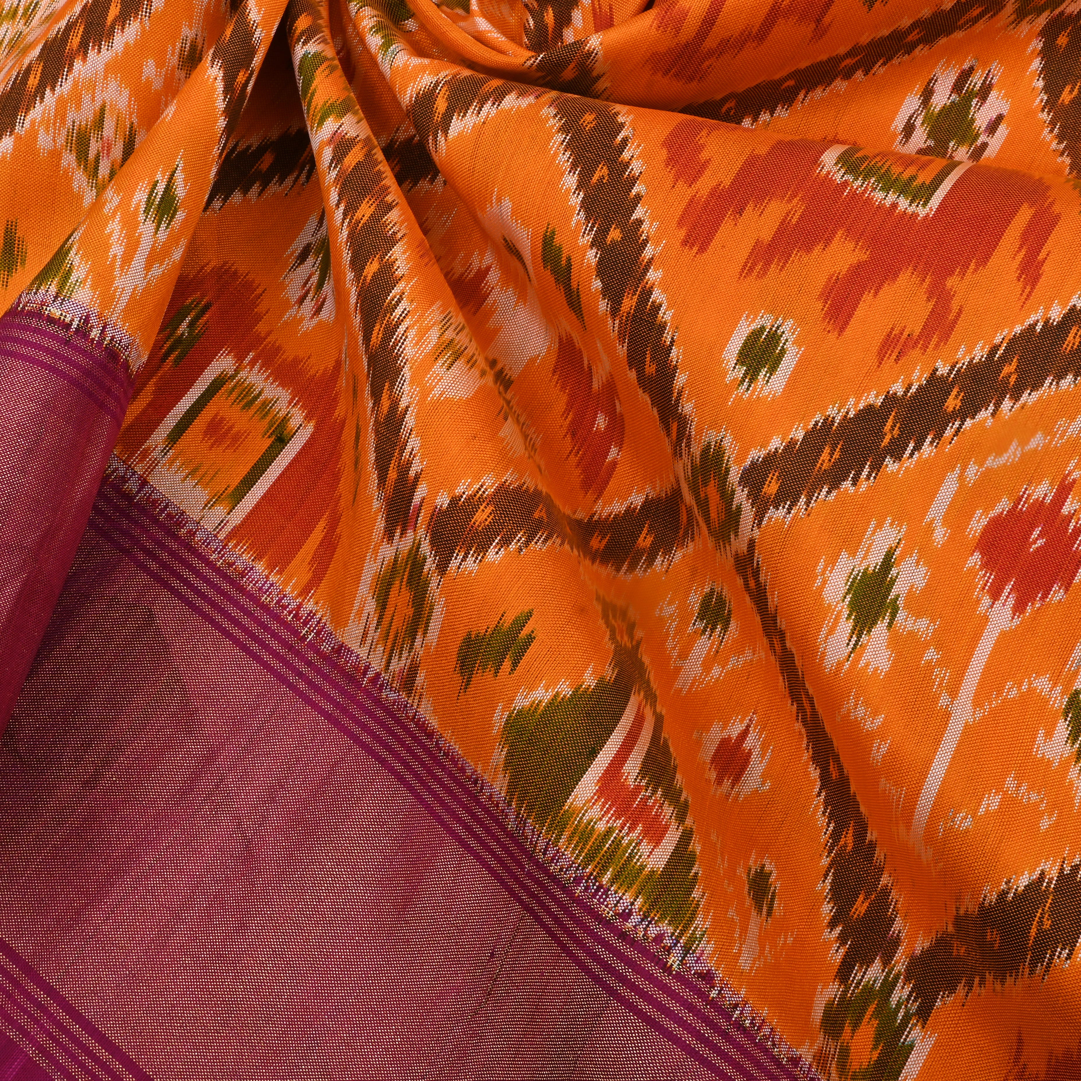 Pumpkin Orange Silk Ikat Fabric