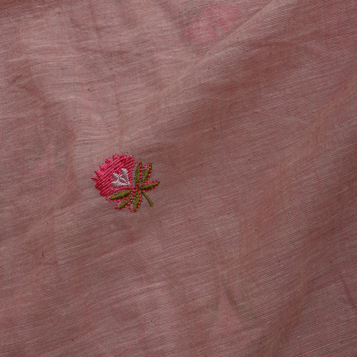 Dusty Pink With Ivory Thread Work Butti Cotton Fabric