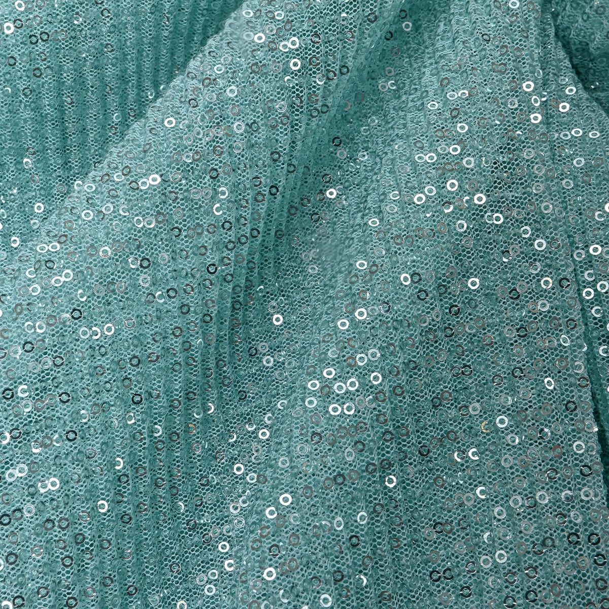 Blue Sequin Embroidery Net Fabric