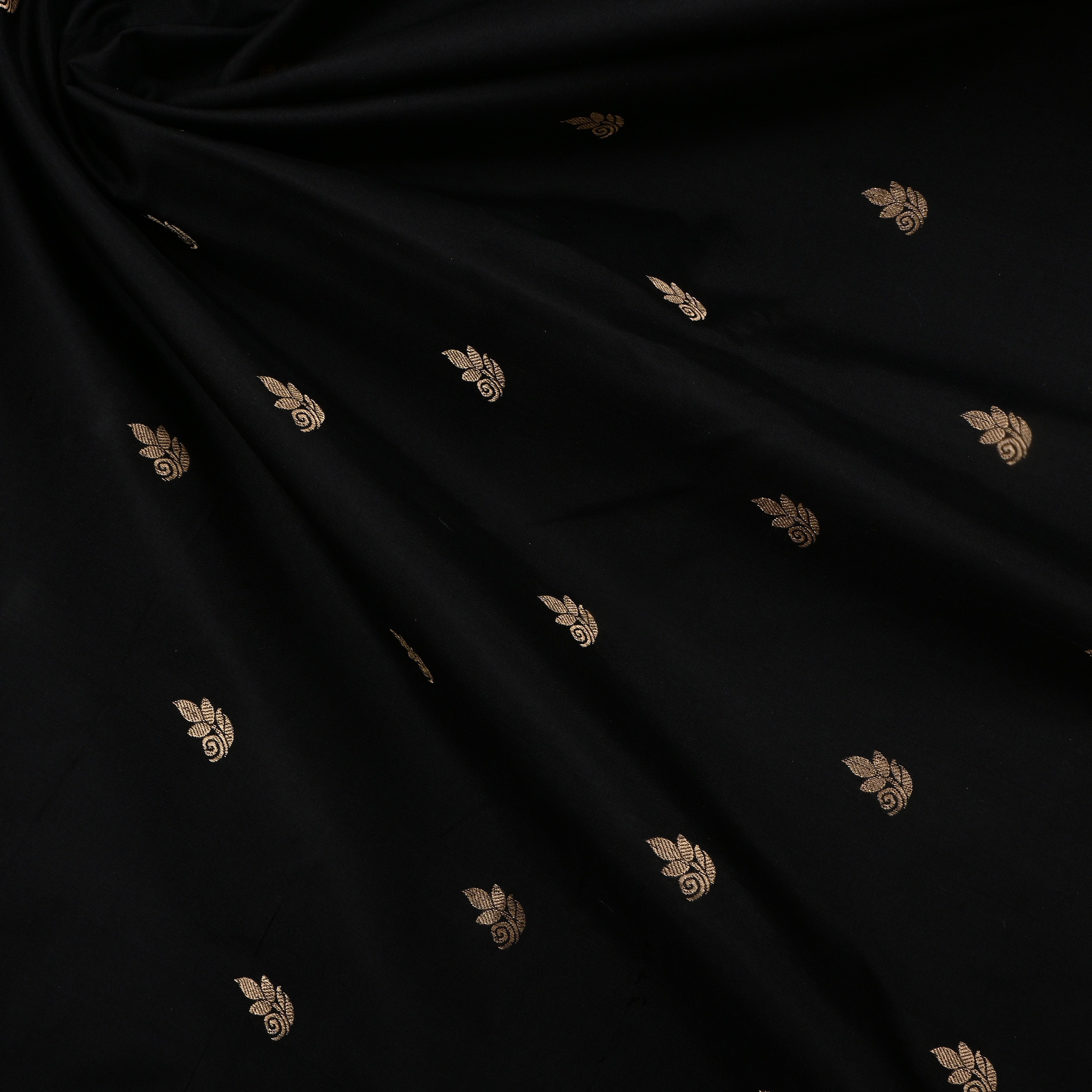 Black Jamawar Silk Fabric With Butti'S