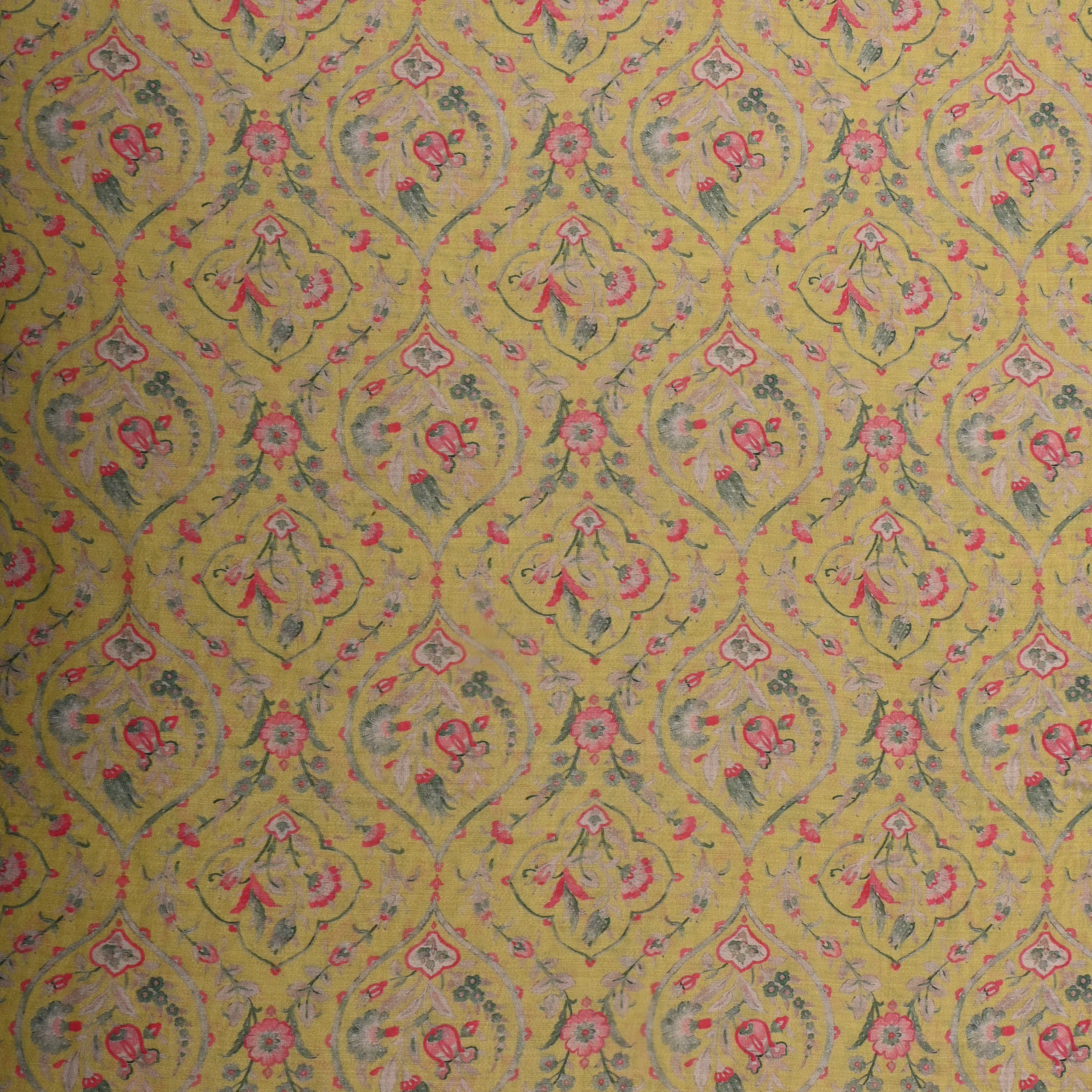 Rayol Yellow Chanderi Fabric With Printed Design