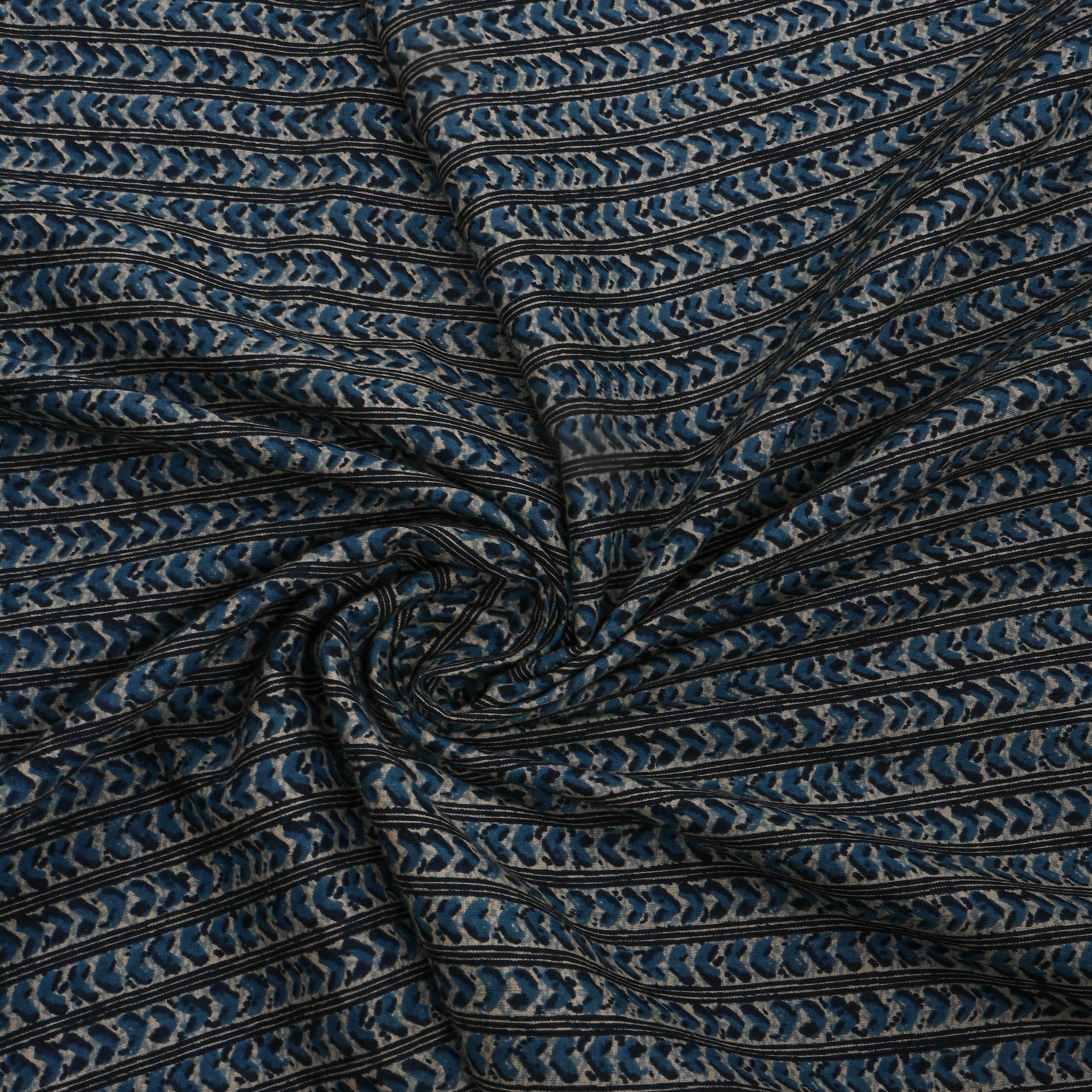 Blue Abstract Cotton Fabric