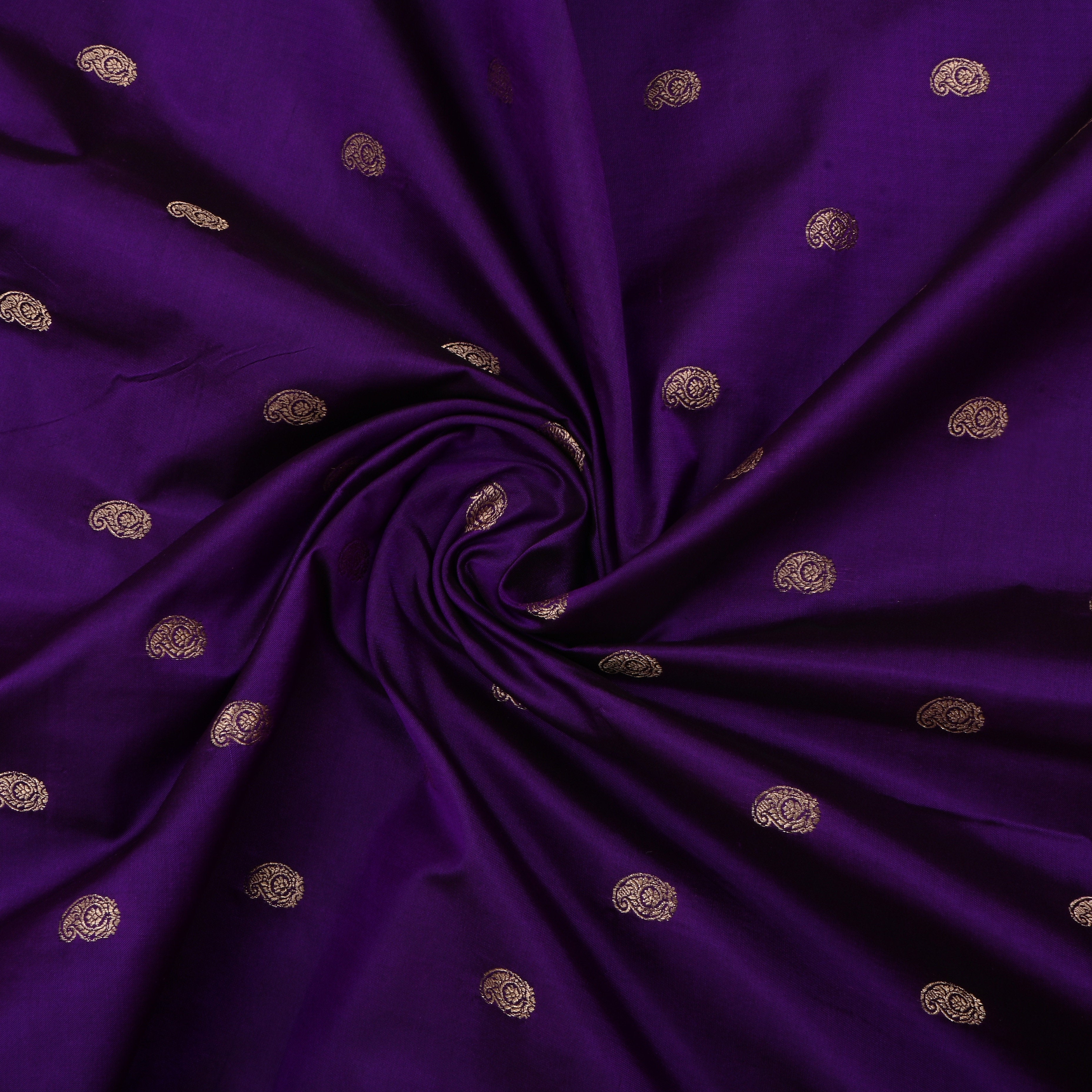 Ripe Plum Purple Jamawar Silk Fabric With Butti'S