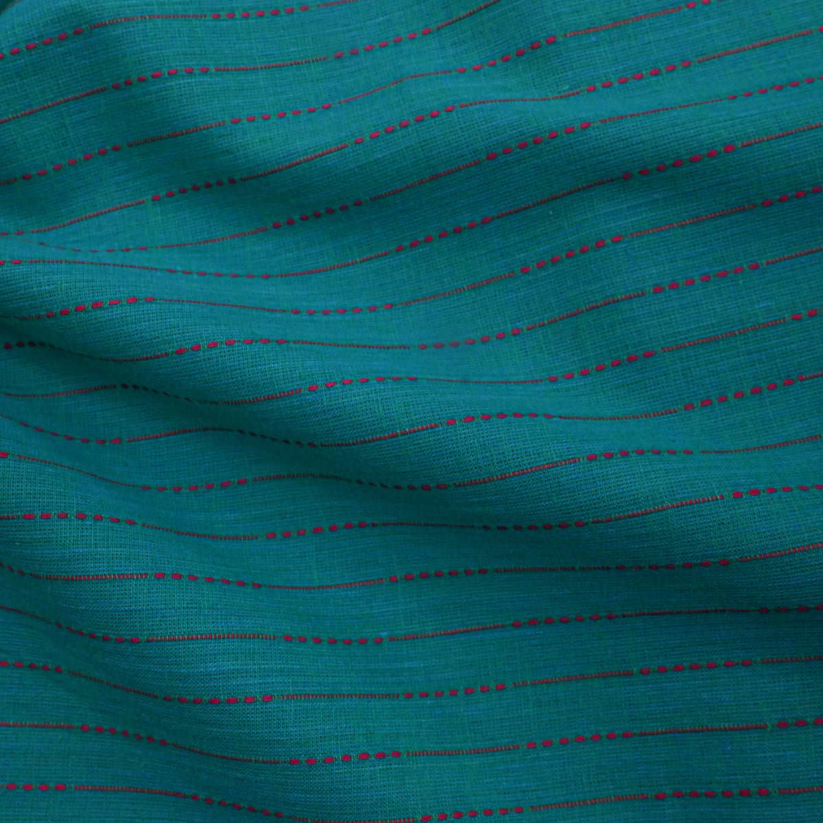 Blue With Pink Strips Cotton Fabric