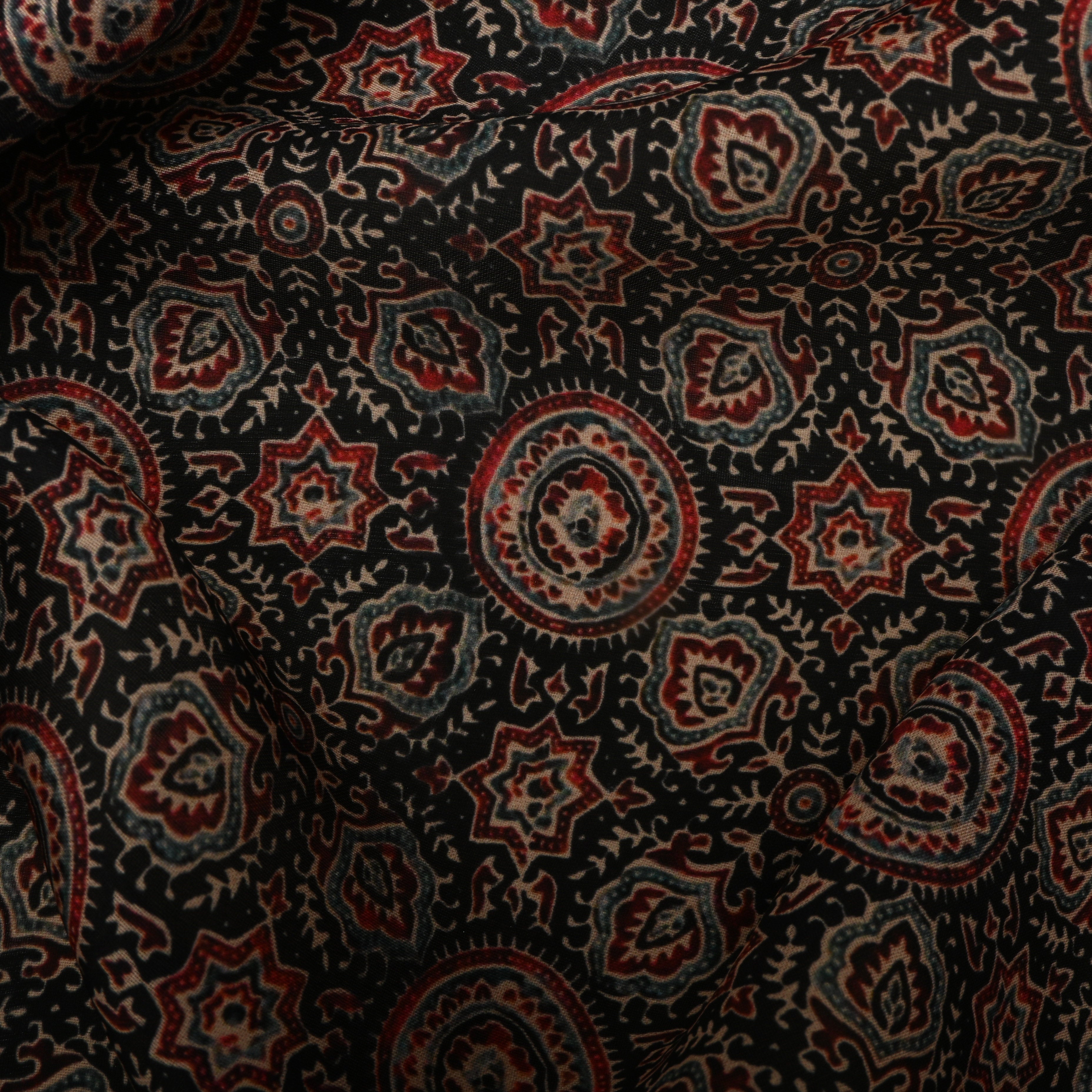 Black Silk Printed Fabric