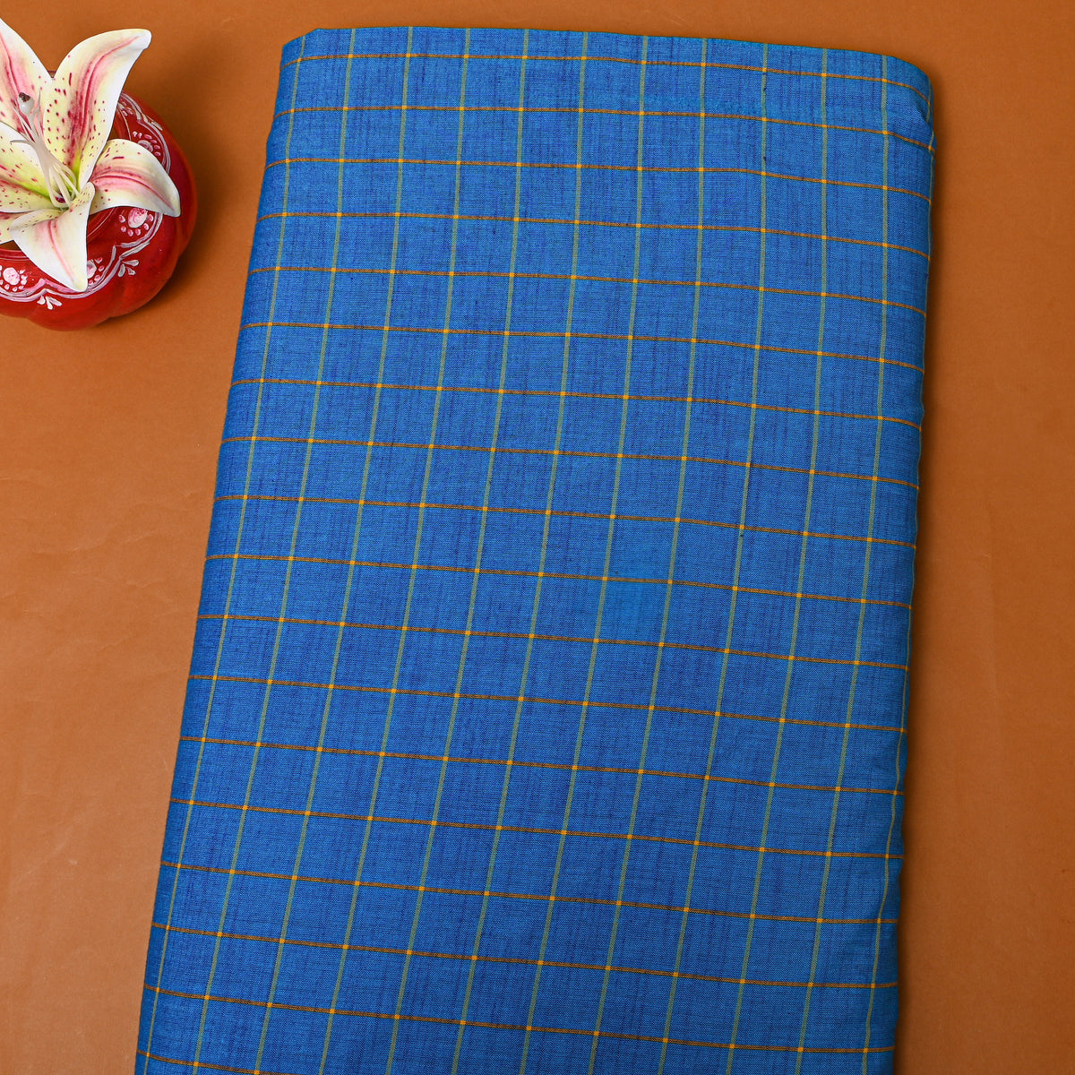 Blue Yellow Check Cotton Fabric