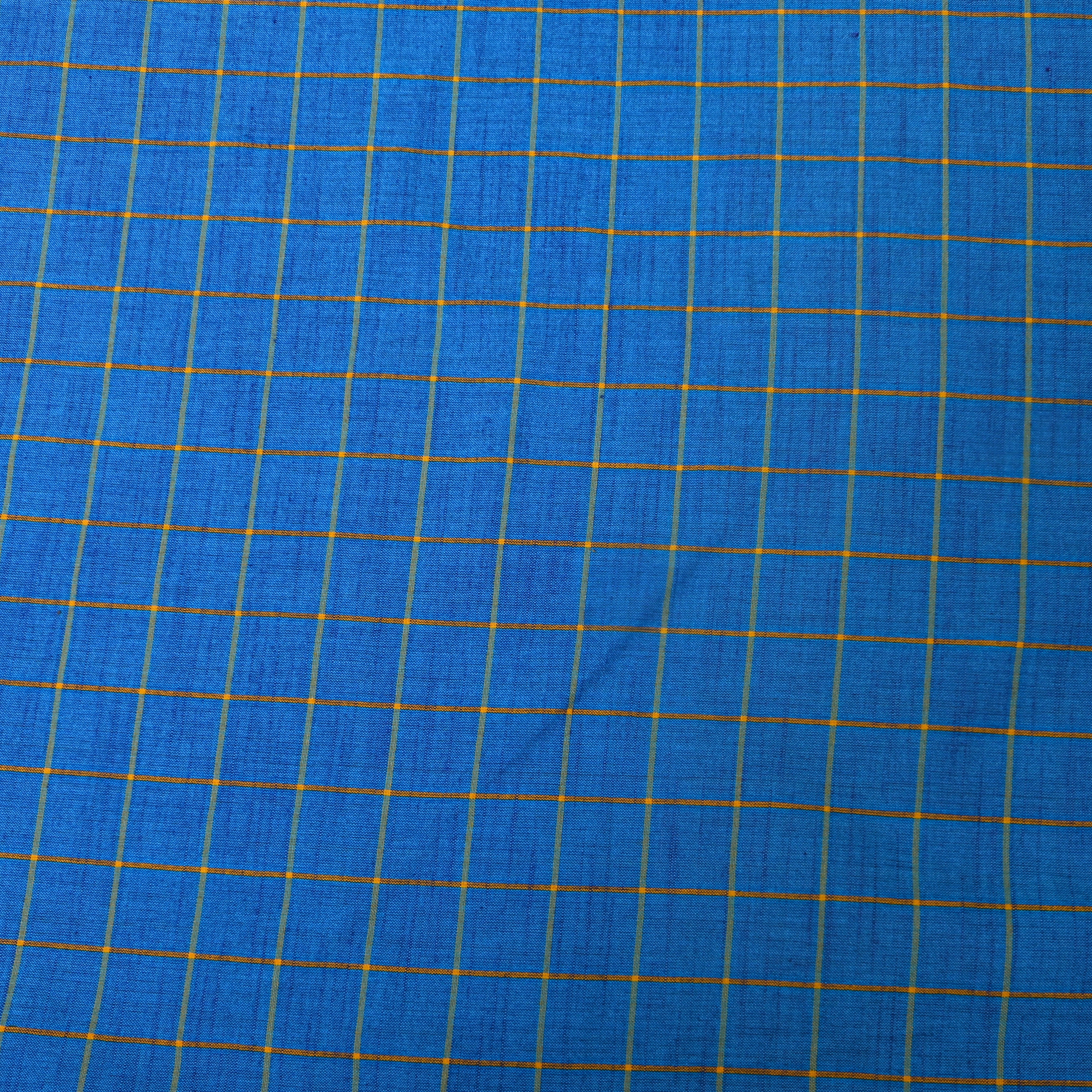 Blue Yellow Check Cotton Fabric